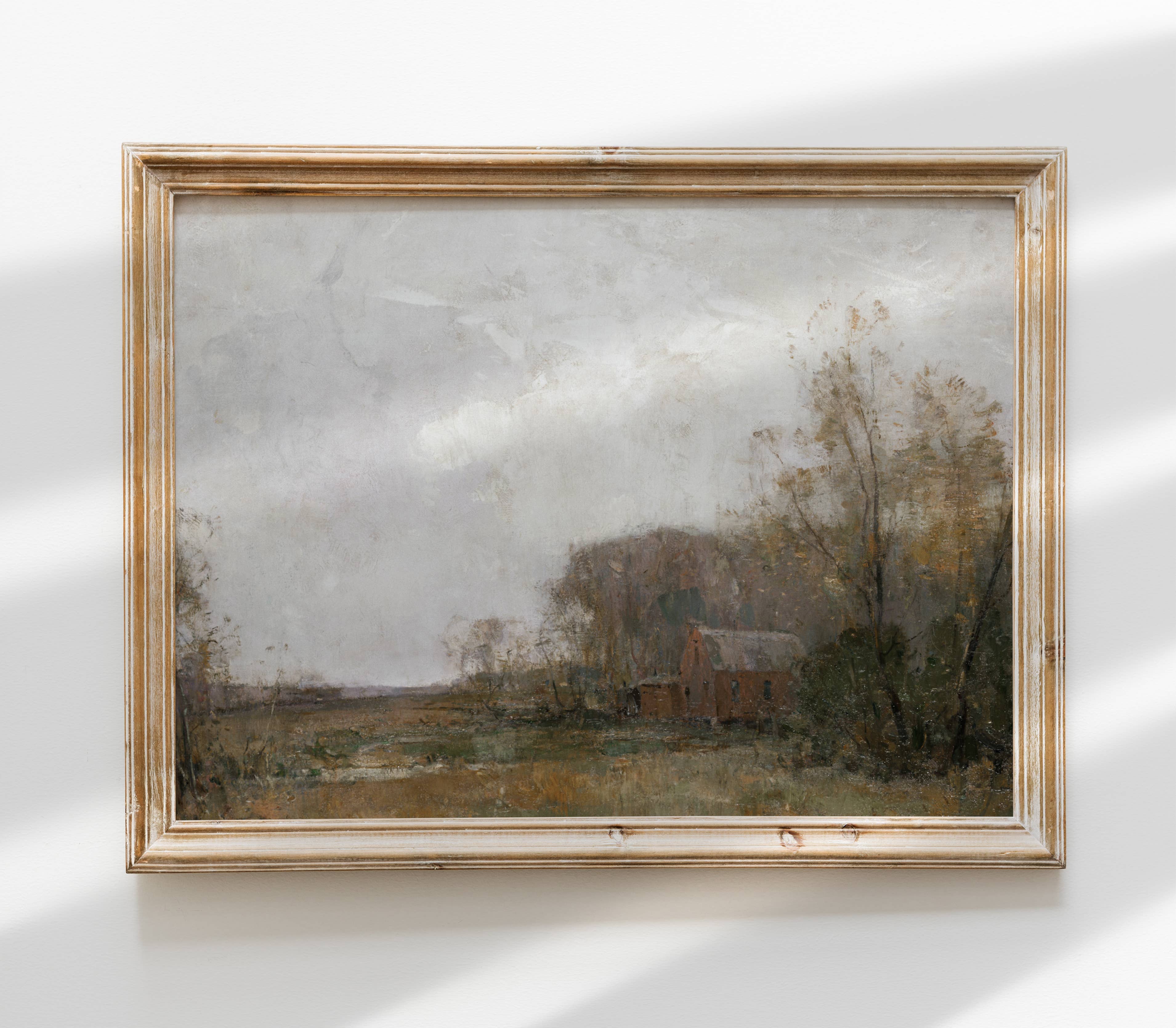 Vintage Farmhouse Painting | Landscape Barn Art Print L127: 8"x10"