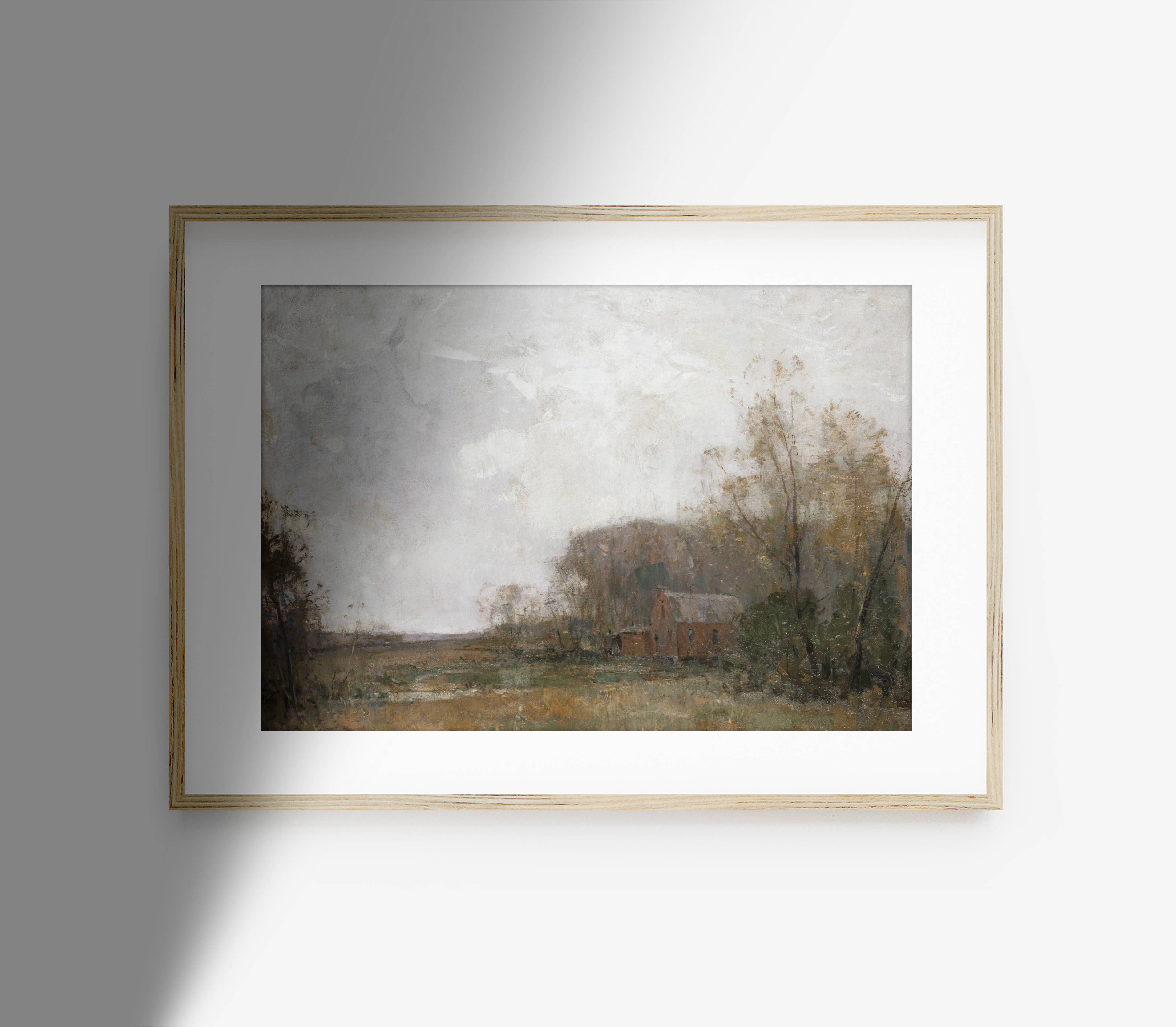 Vintage Farmhouse Painting | Landscape Barn Art Print L127: 8"x10"