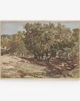 Vintage Moody Landscape Painting | Tree Art Print L114: 16”x20”