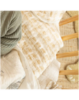 Block Print Botanical Muslin Baby Quilt (Sand)