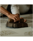 Block Print Botanical Muslin Baby Quilt (Sand)