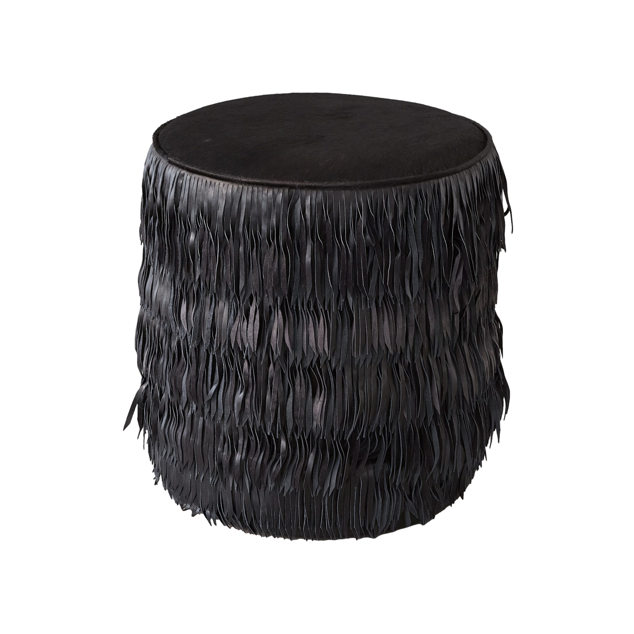 Fringe Ottoman in Black