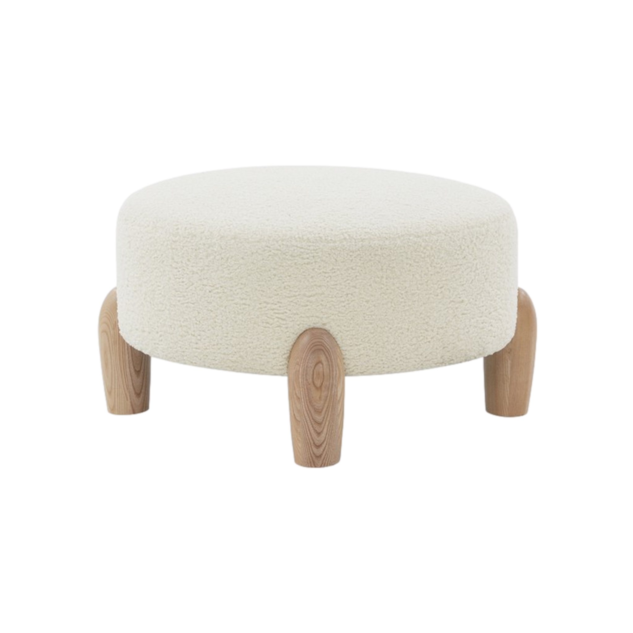 Perez Scandinavian Round Ottoman in Ivory Natural Mayker Interiors
