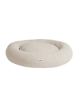 Round Boucle Dog Bed (White, Large)