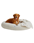 Round Boucle Dog Bed (White, Large)