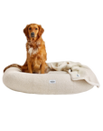 Round Boucle Dog Bed (White, Large)