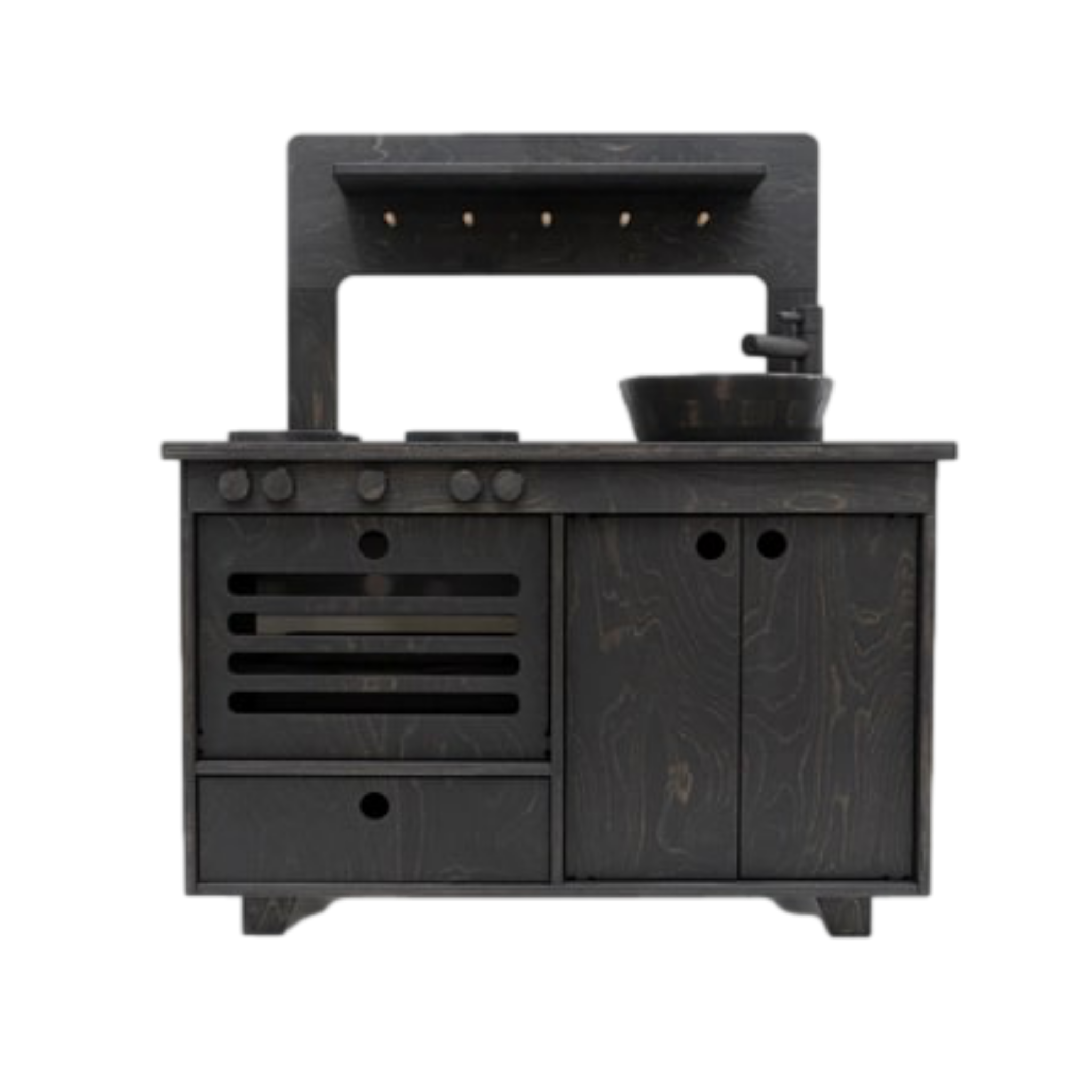 Montessori Wooden Play Kitchen (Black)