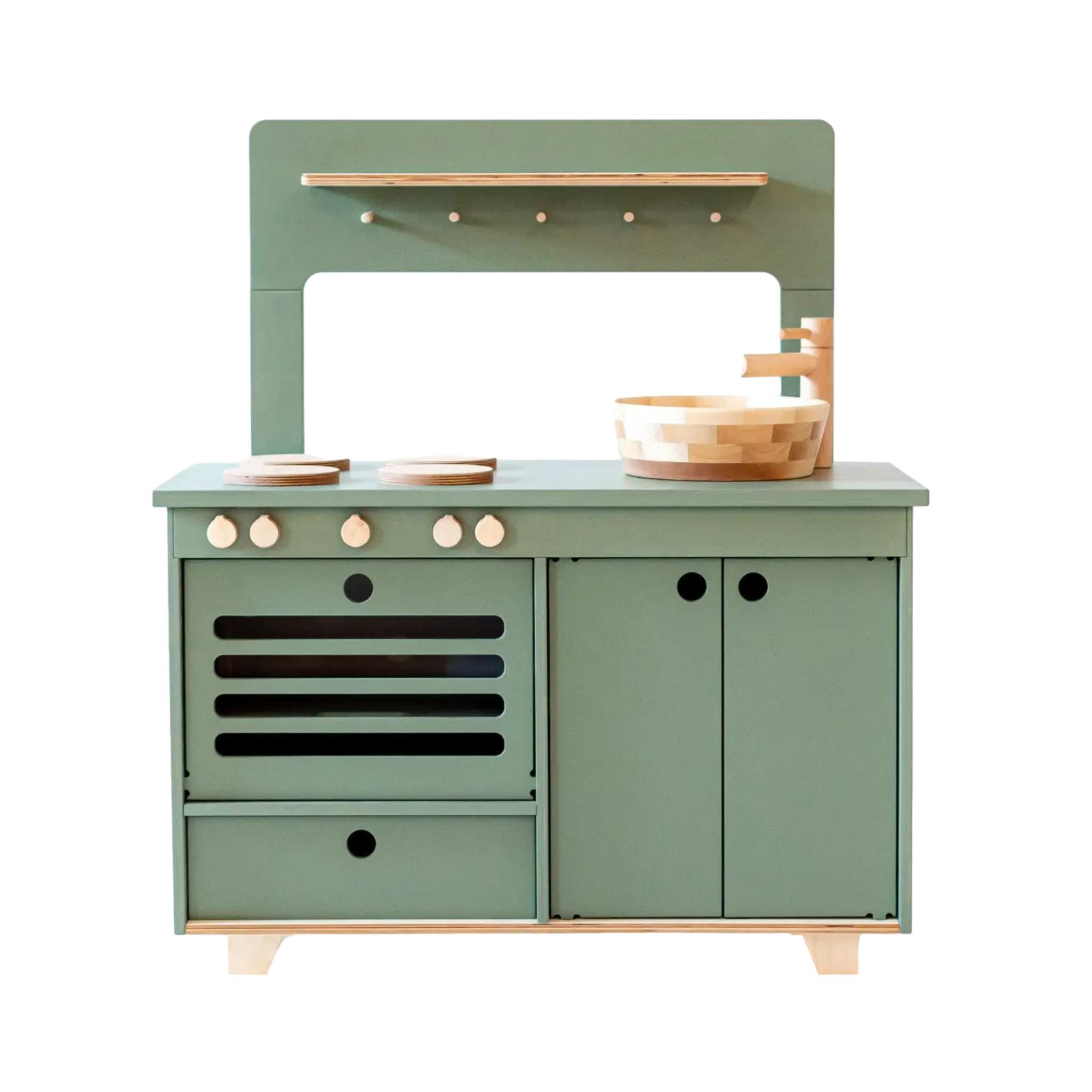 Montessori Wooden Play Kitchen (Green)