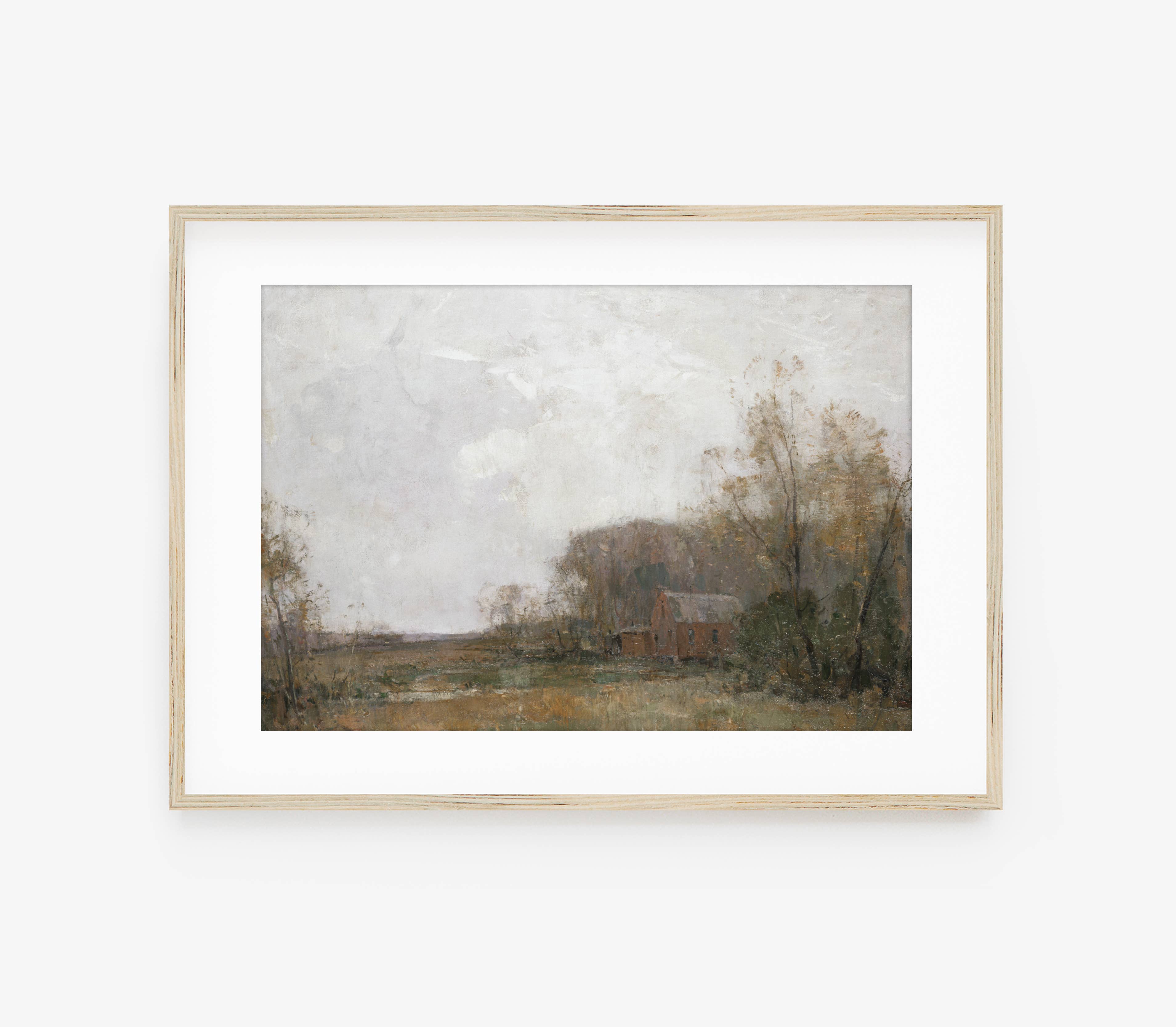 Vintage Farmhouse Painting | Landscape Barn Art Print L127: 8"x10"