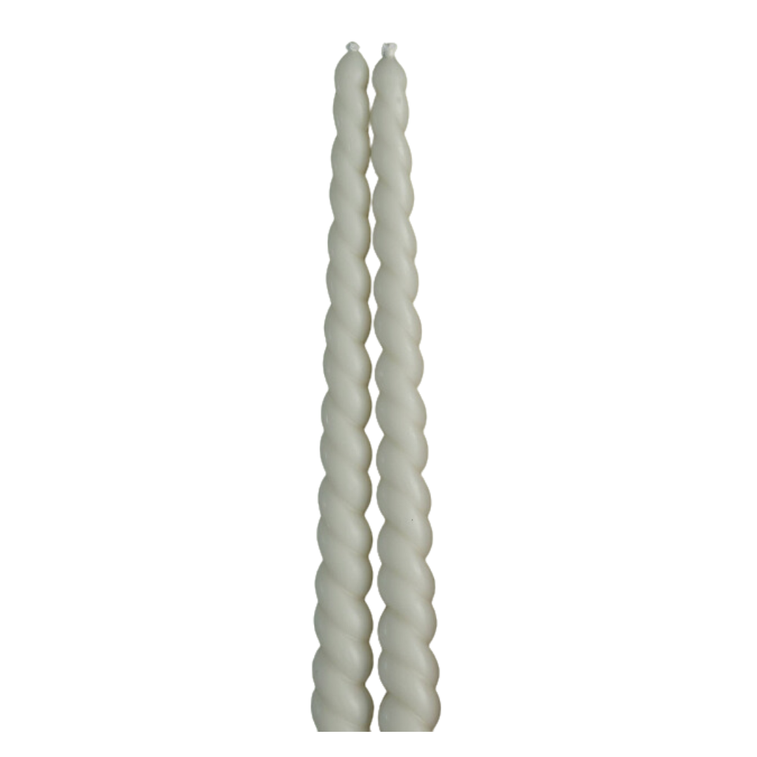 Twisted Taper Candle Set in Cream White