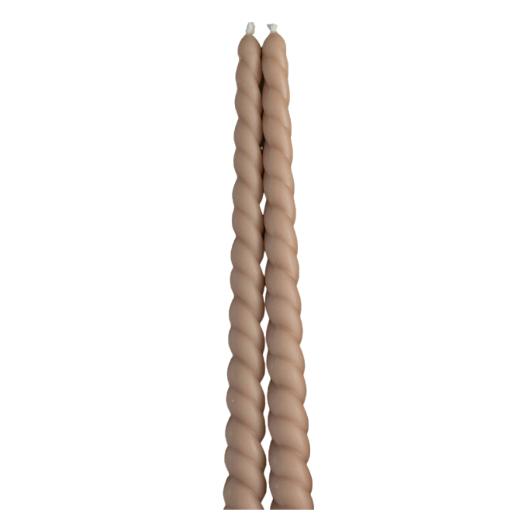 Twisted Taper Candle Set in Beige