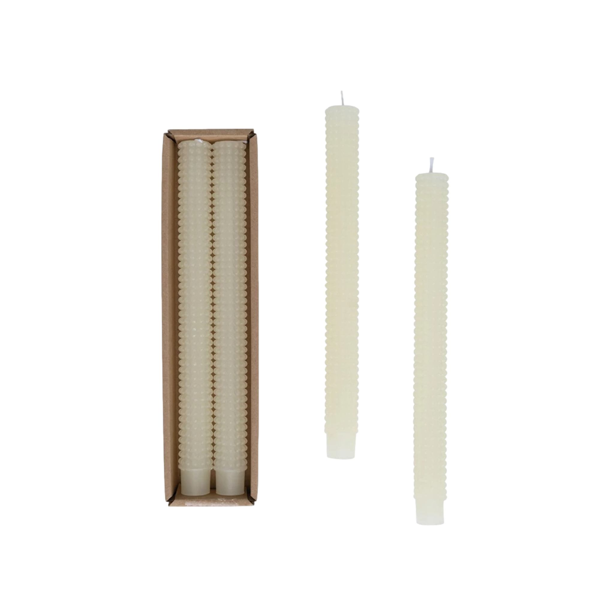 Hobnail Taper Candles in Cream