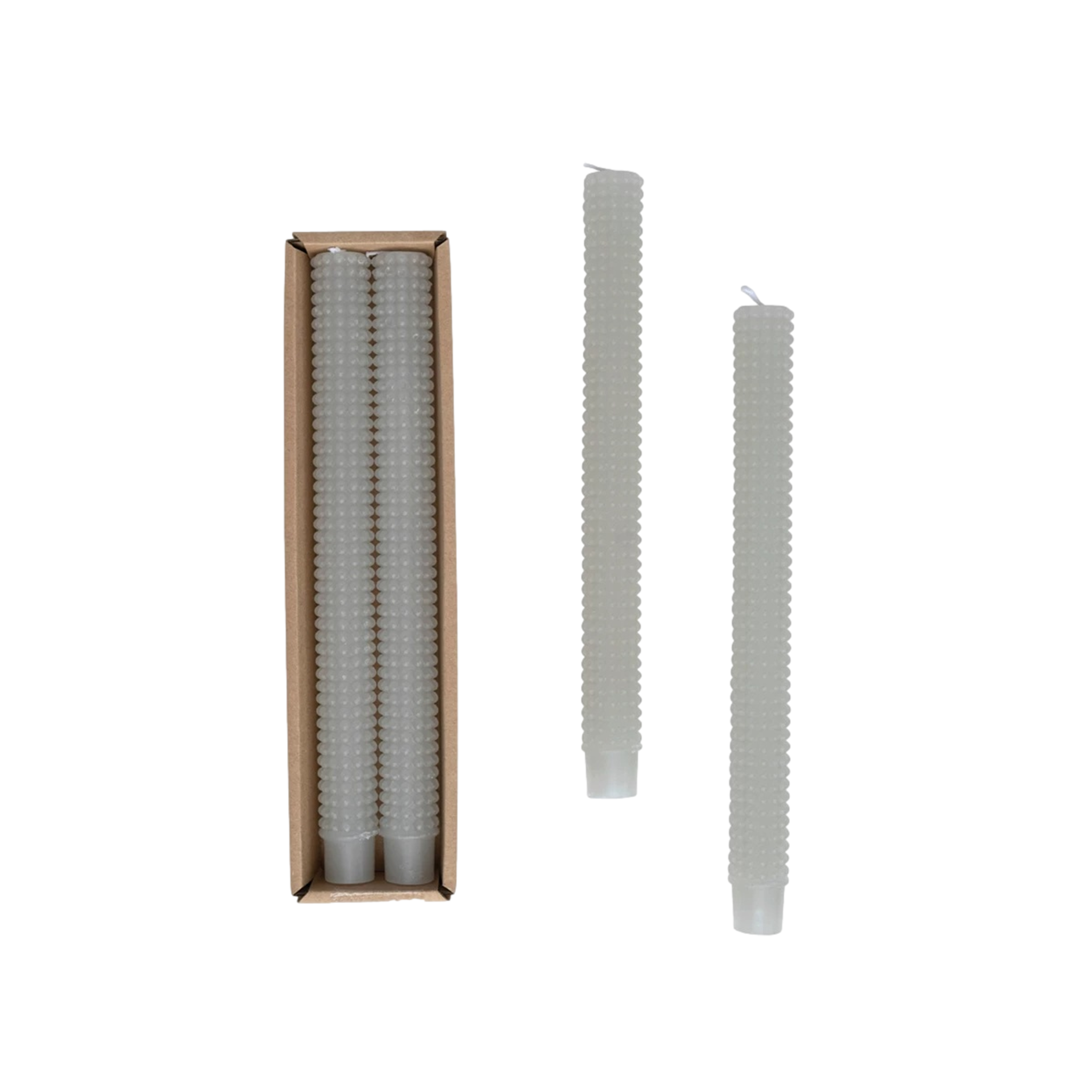 Hobnail Taper Candles in Grey