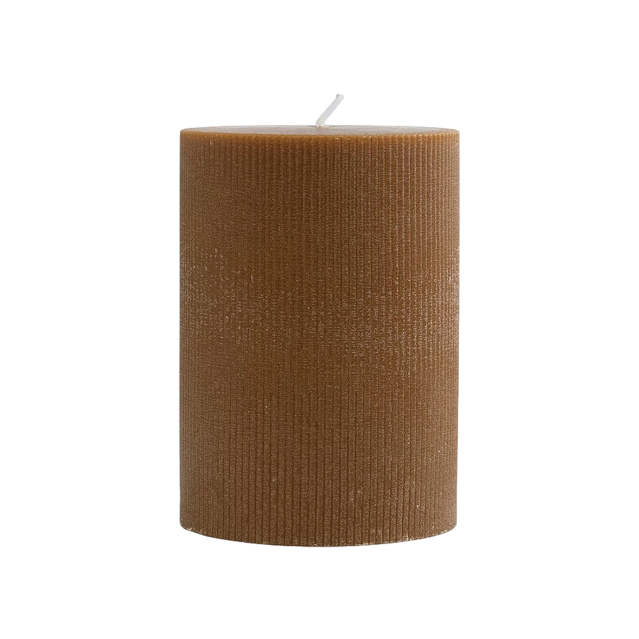 Pleated Pillar Candle in Brown