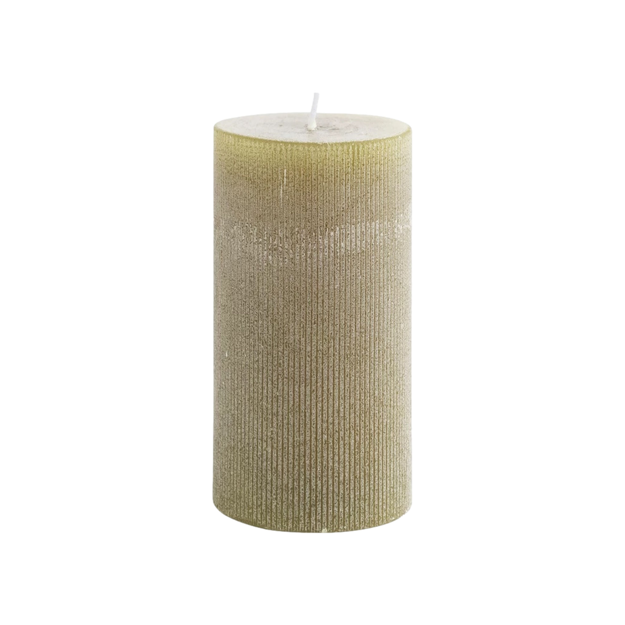 Pleated Pillar Candle in Olive