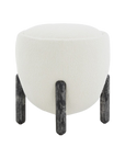 Clarabella Boucle Ottoman in White/Black