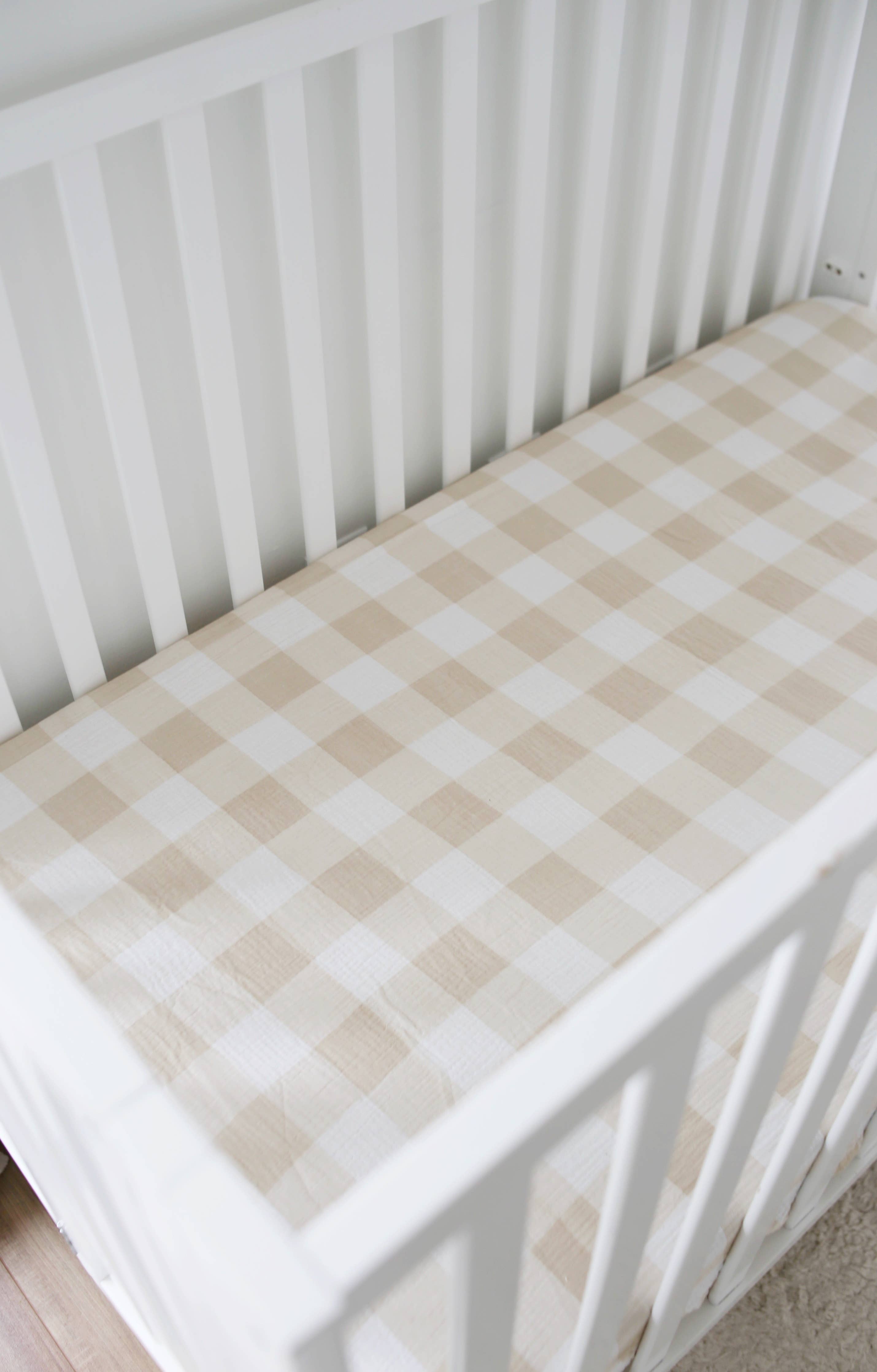 Gingham Cotton Muslin Crib Sheet