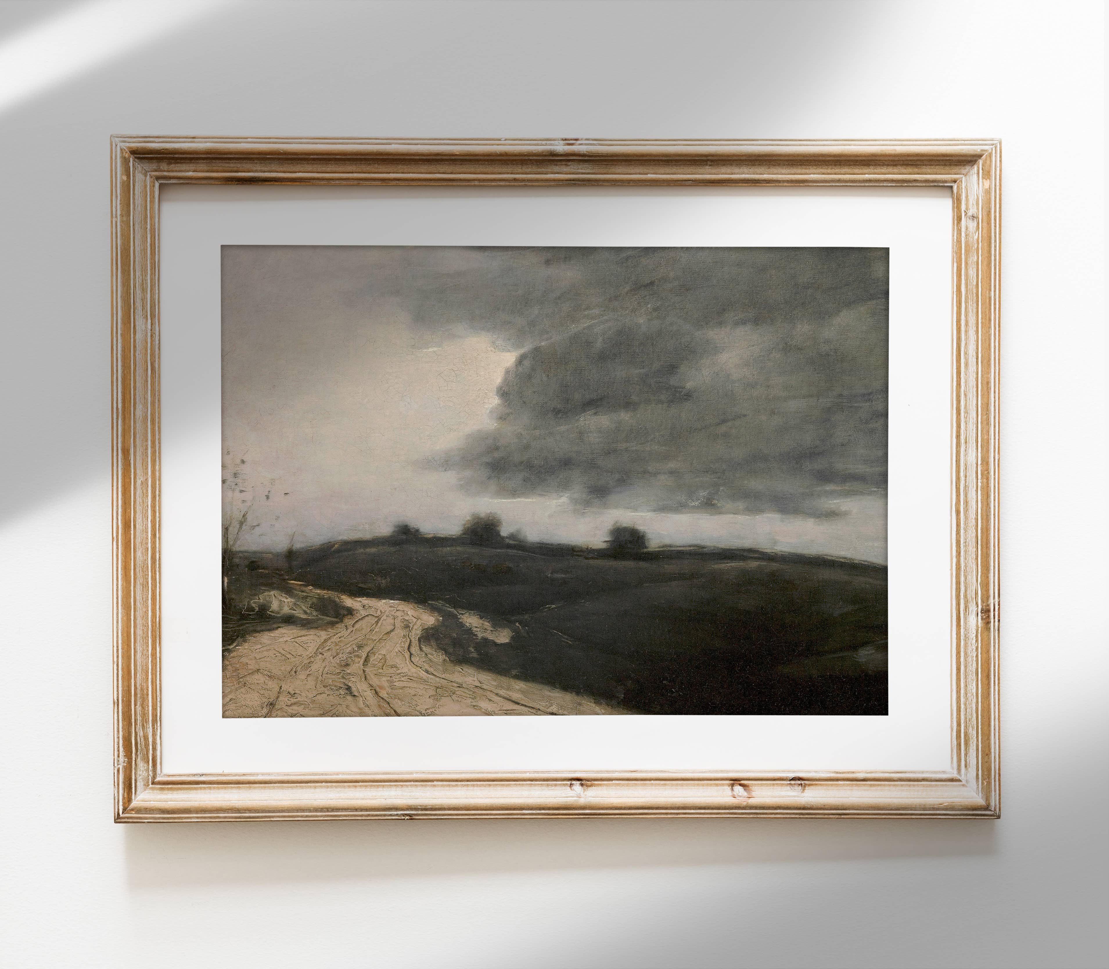 Moody Muted Landscape Art | Vintage Overcast Art Print L227: 16”x20”