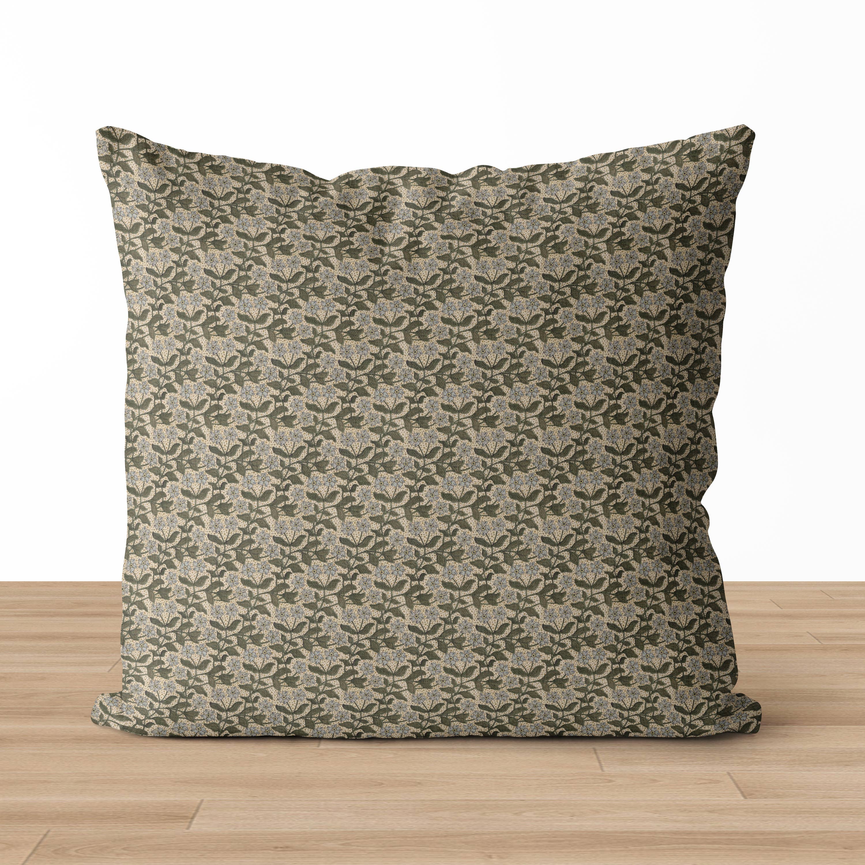 Serene Petals Pillow Cover | Vintage Floral Throw Cover: 22&quot; x 22&quot; / Printed Back