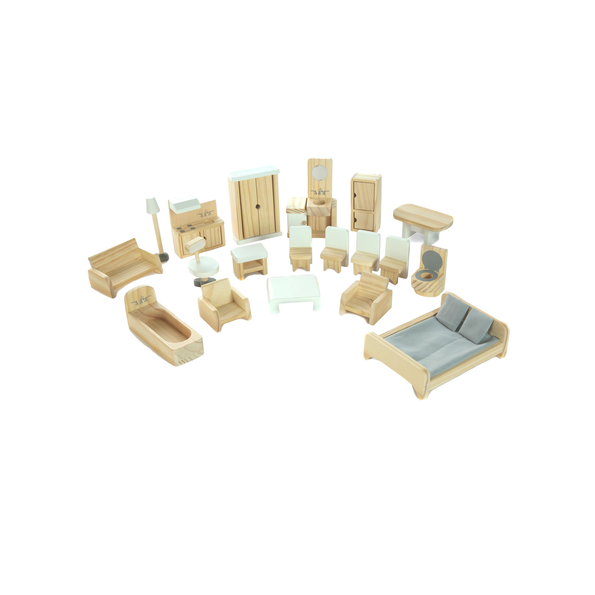 Wooden Dollhouse Furniture Set