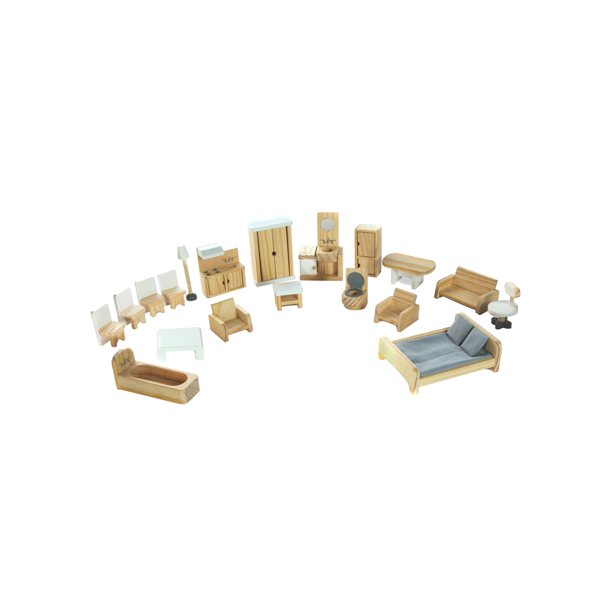 Wooden Dollhouse Furniture Set
