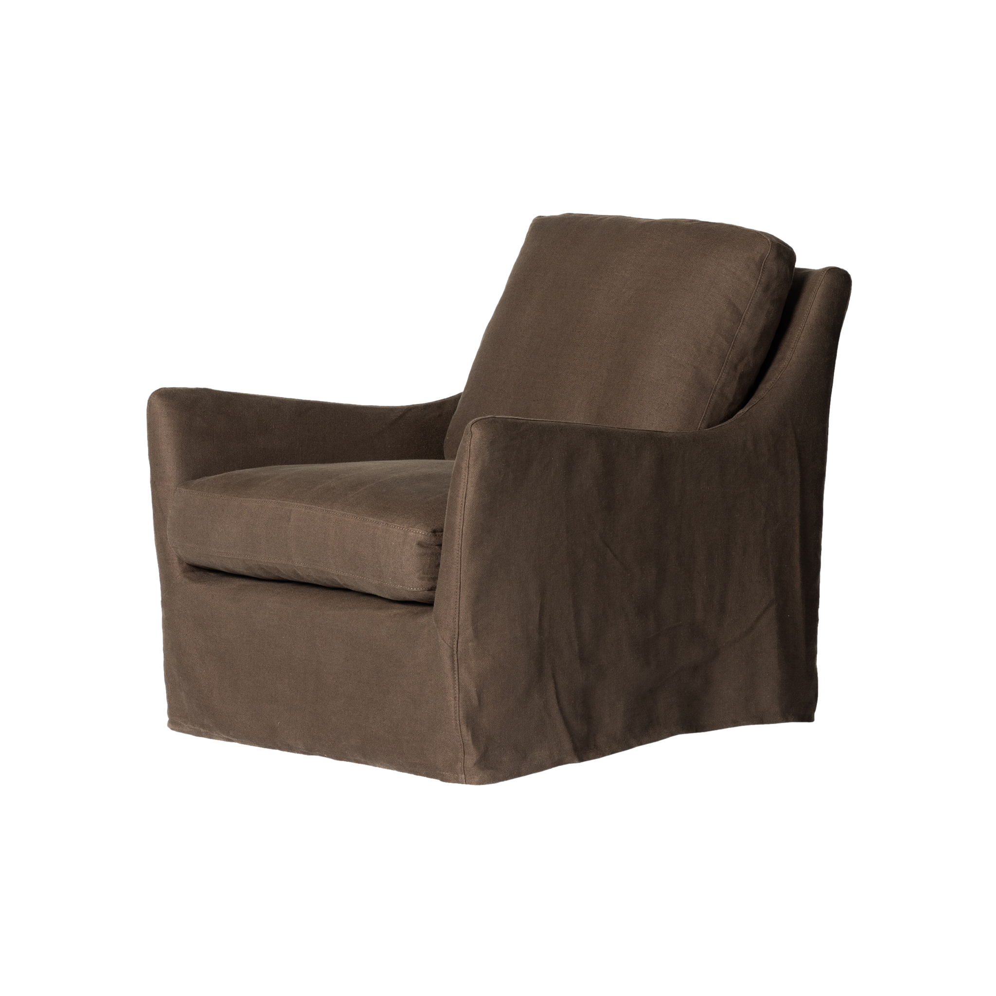 Monette Slipcover Swivel Chair in Coffee