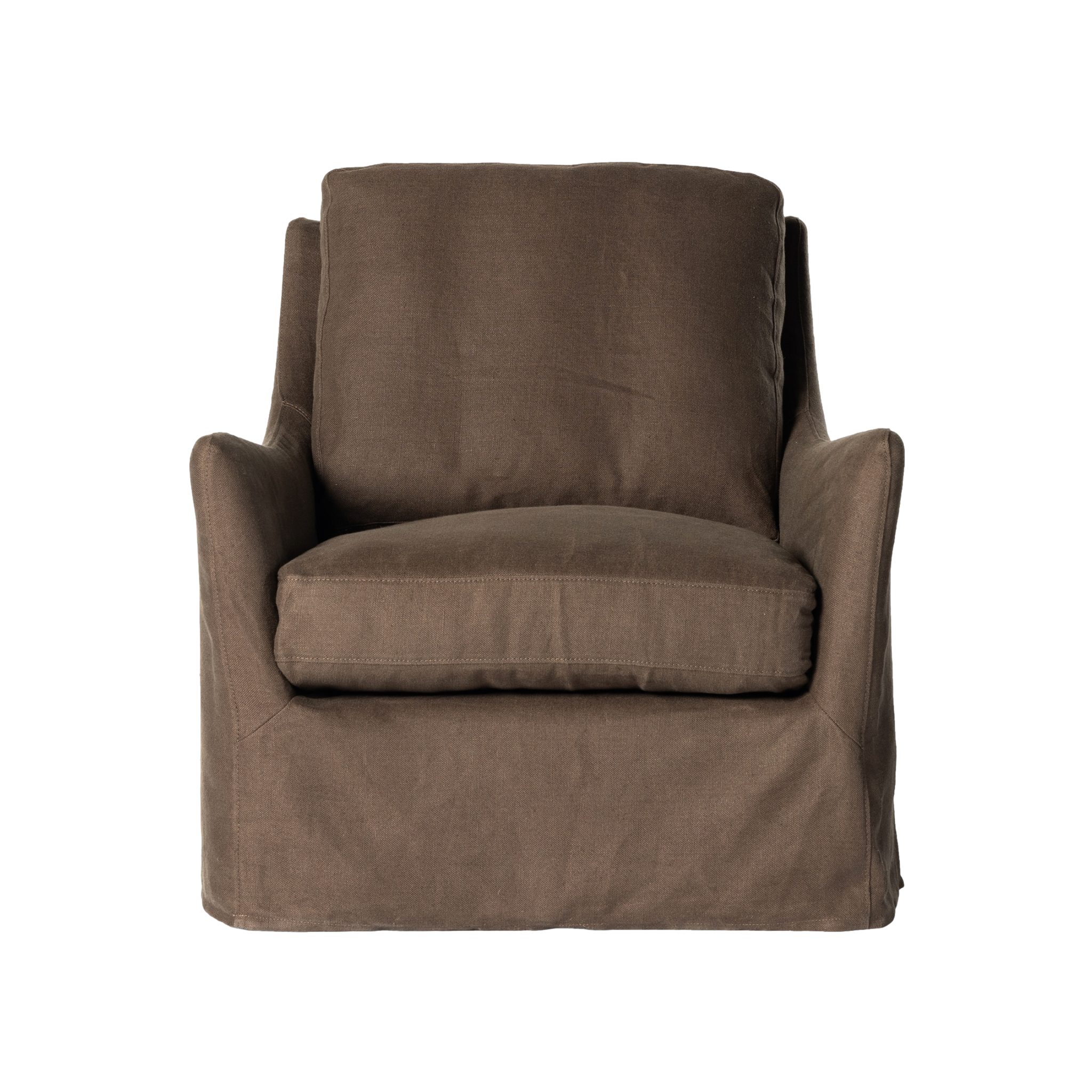 Monette Slipcover Swivel Chair in Coffee Mayker Interiors