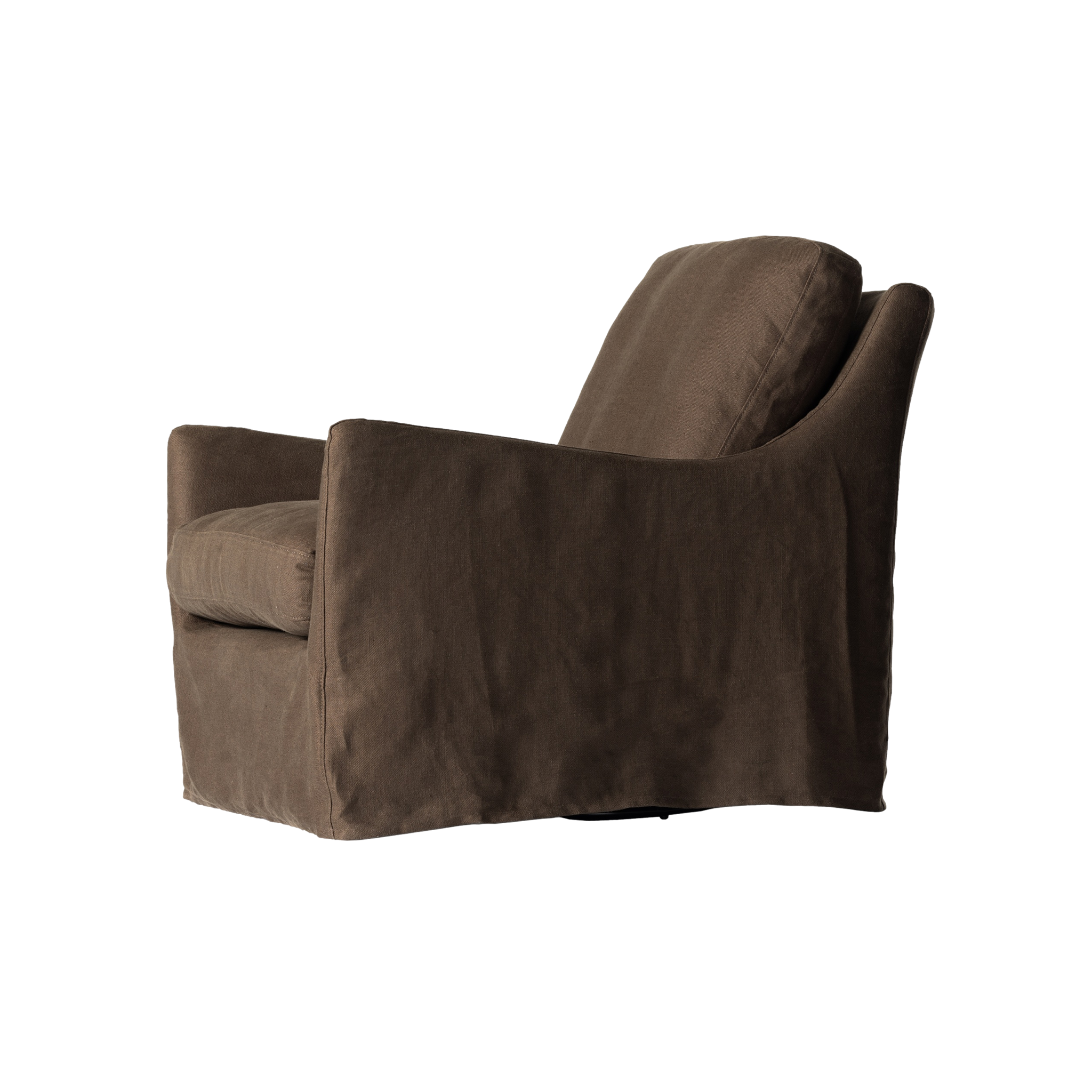 Monette Slipcover Swivel Chair in Coffee