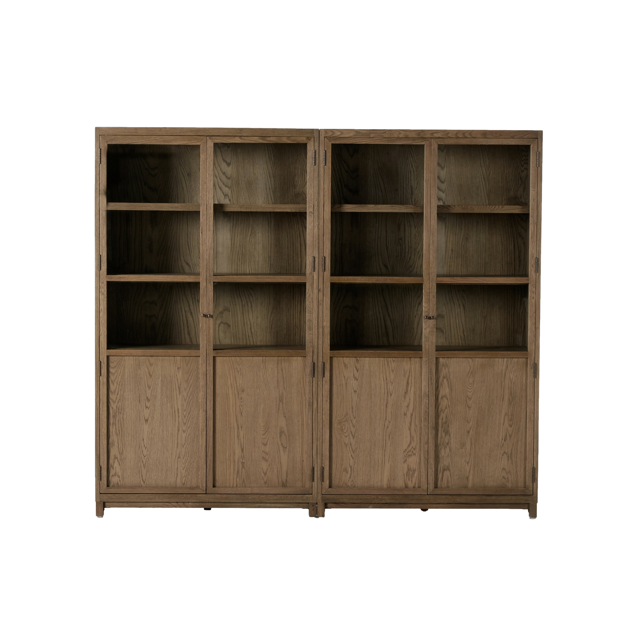 Millie Panel &amp; Glass Door Cabinet in Drifted Oak