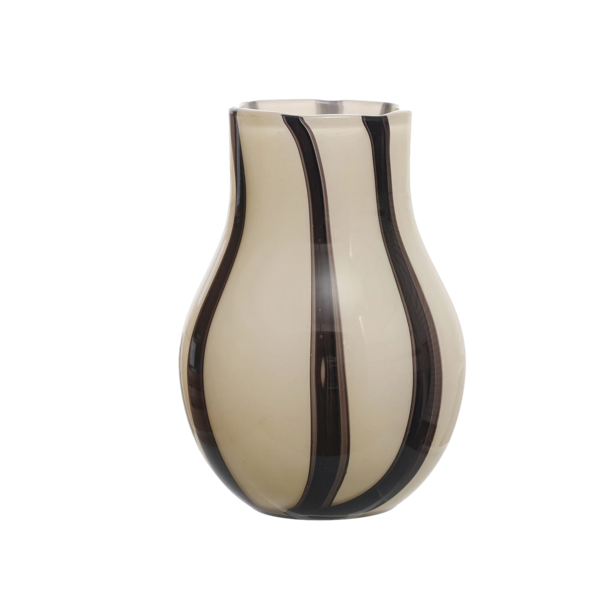 Glass Vase with Black and White Stripes