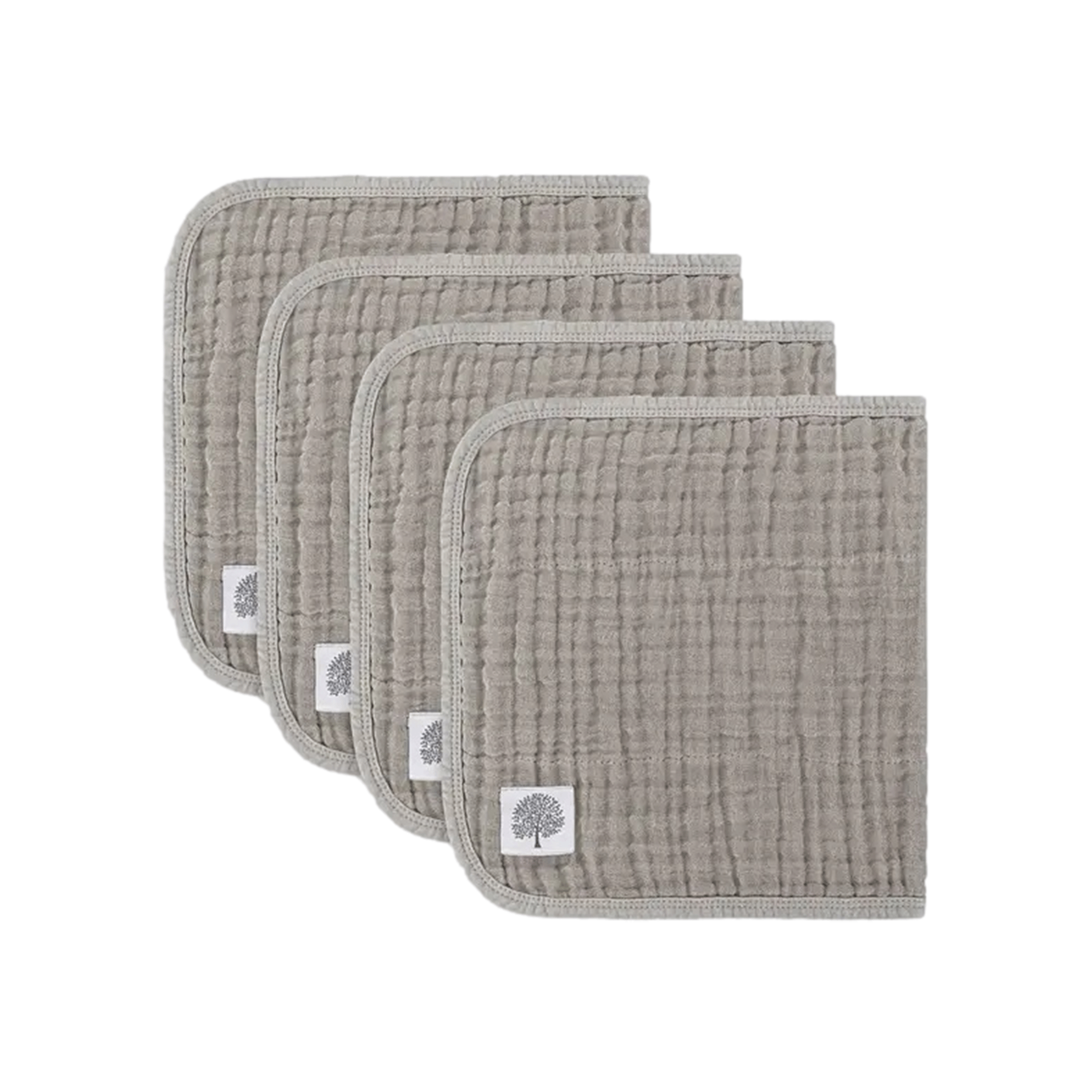 Muslin Burp Cloths (Set of 4 - Gray)
