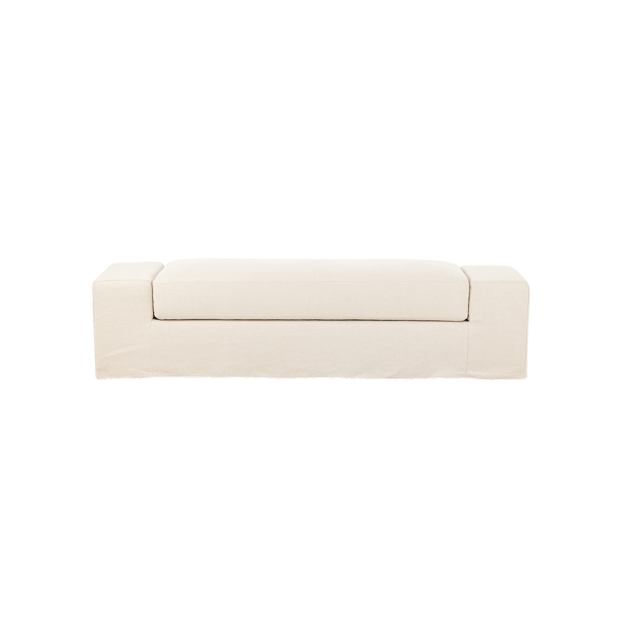 Wide Arm Slipcover Accent Bench in Natural