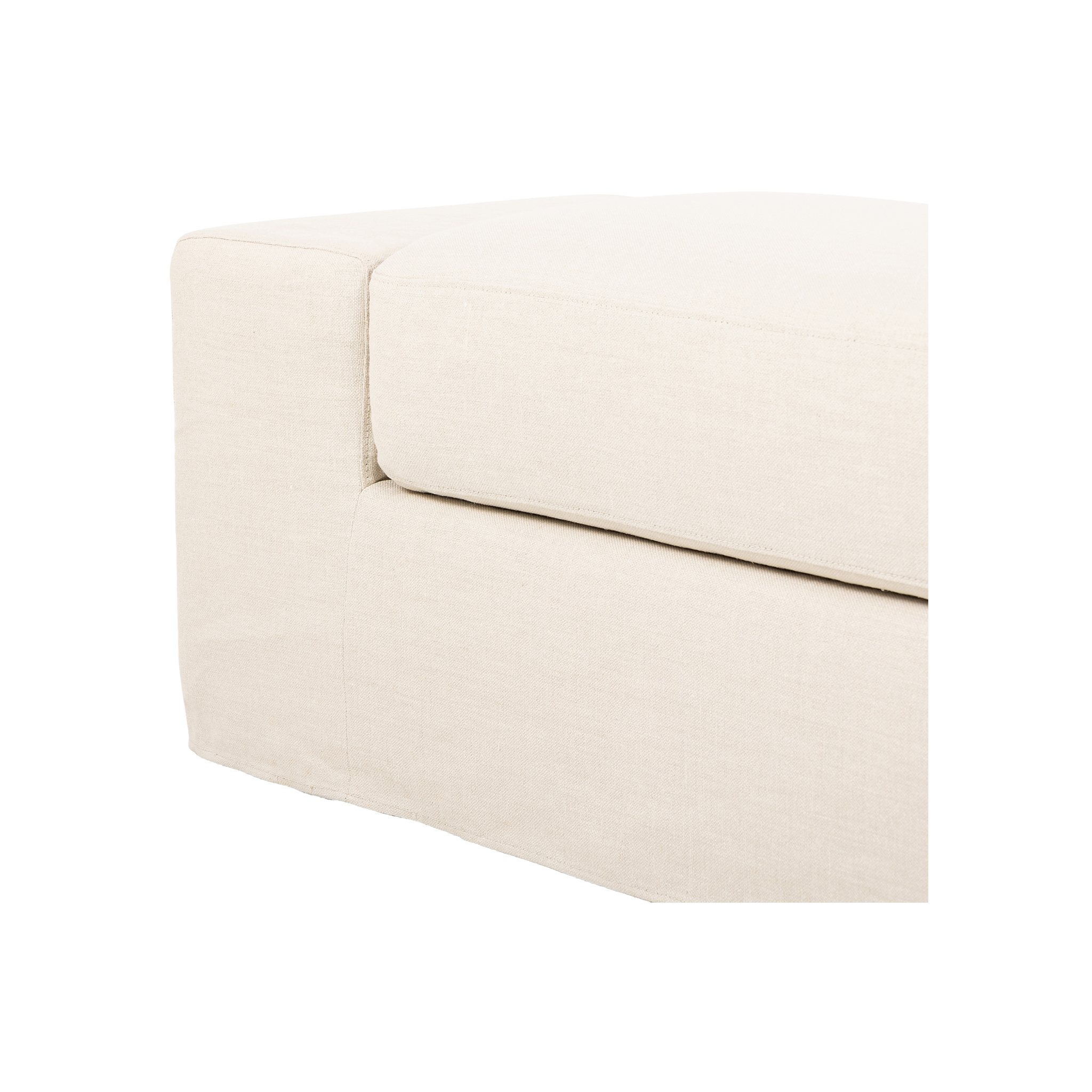 Wide Arm Slipcover Accent Bench in Natural