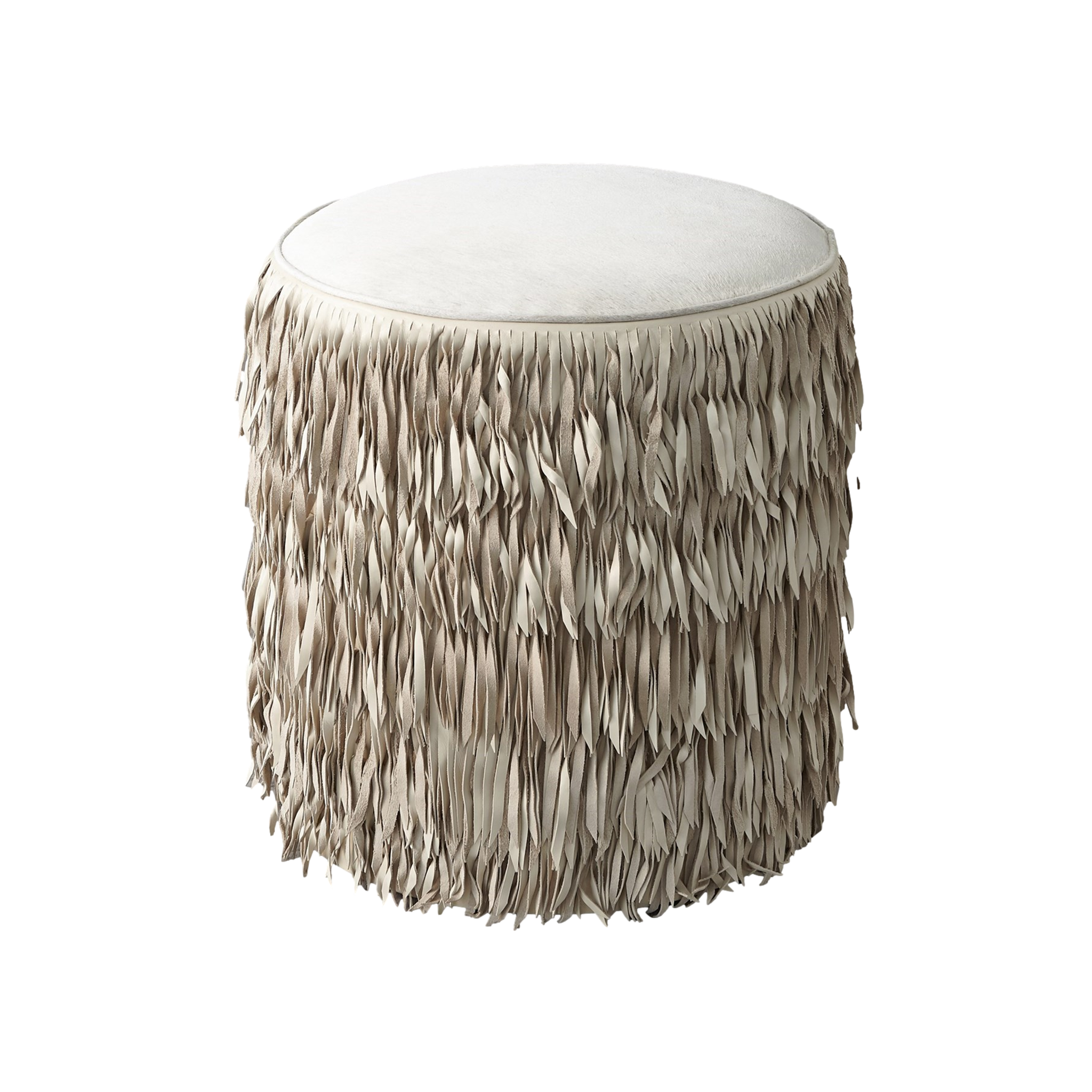 Fringe Ottoman in Ivory