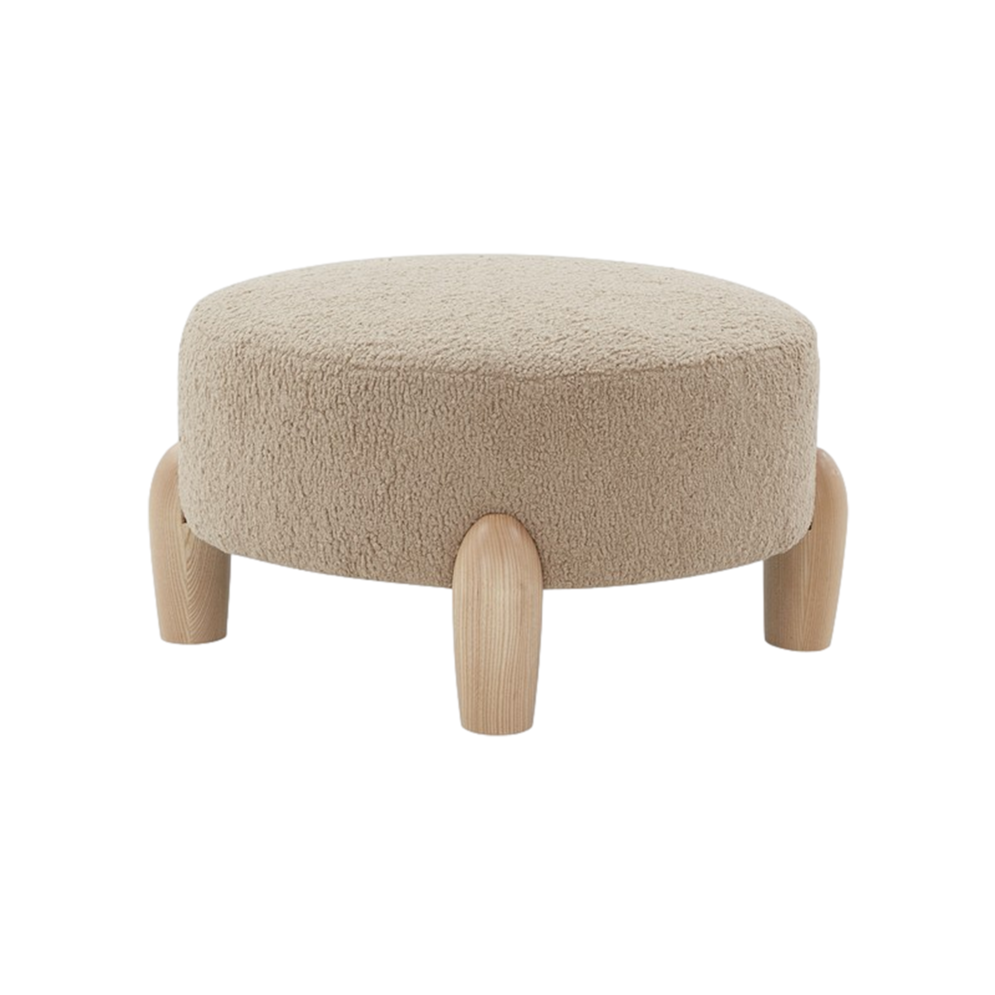 Perez Scandinavian Round Ottoman in Brown/Natural