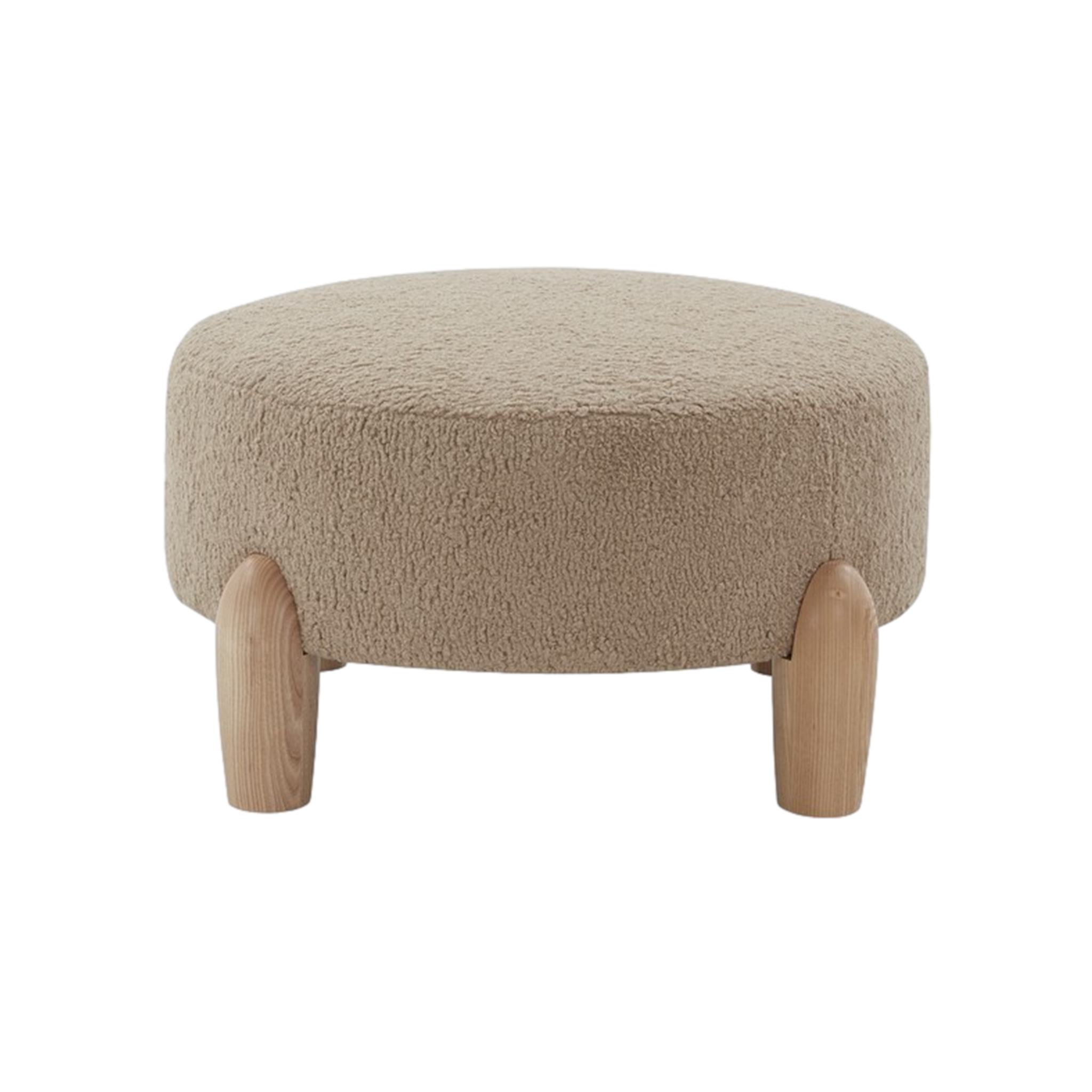 Perez Scandinavian Round Ottoman in Brown/Natural