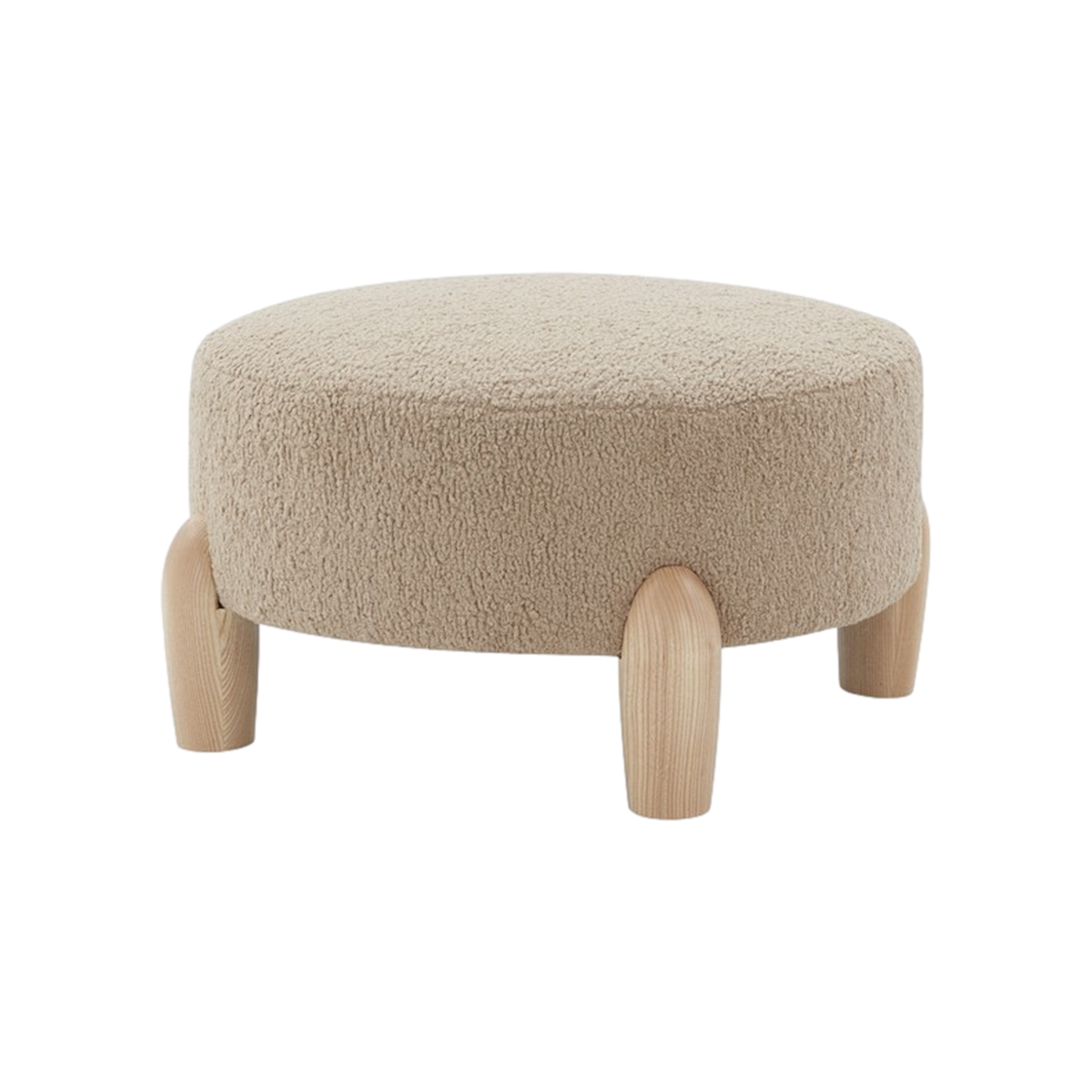 Perez Scandinavian Round Ottoman in Brown/Natural