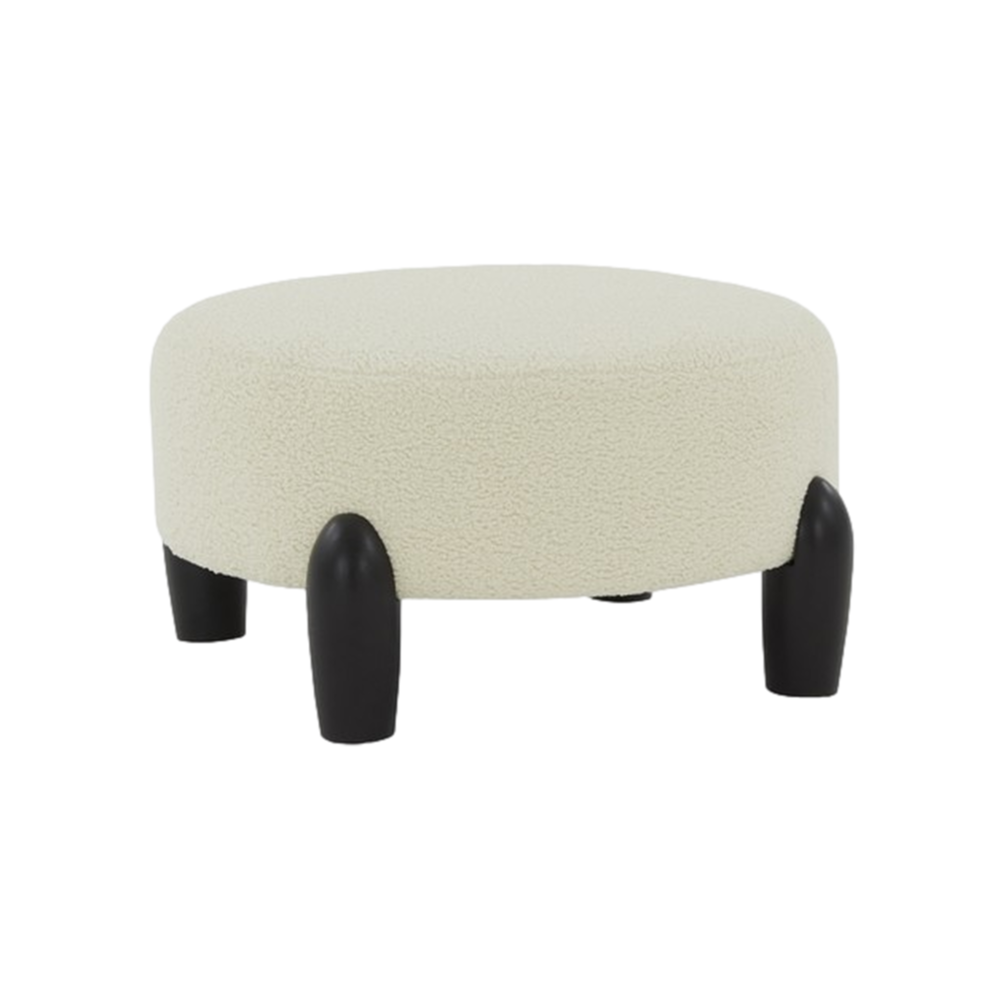 Perez Scandinavian Round Ottoman in Cream