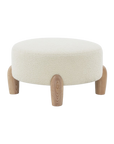 Perez Scandinavian Round Ottoman in Ivory/Natural