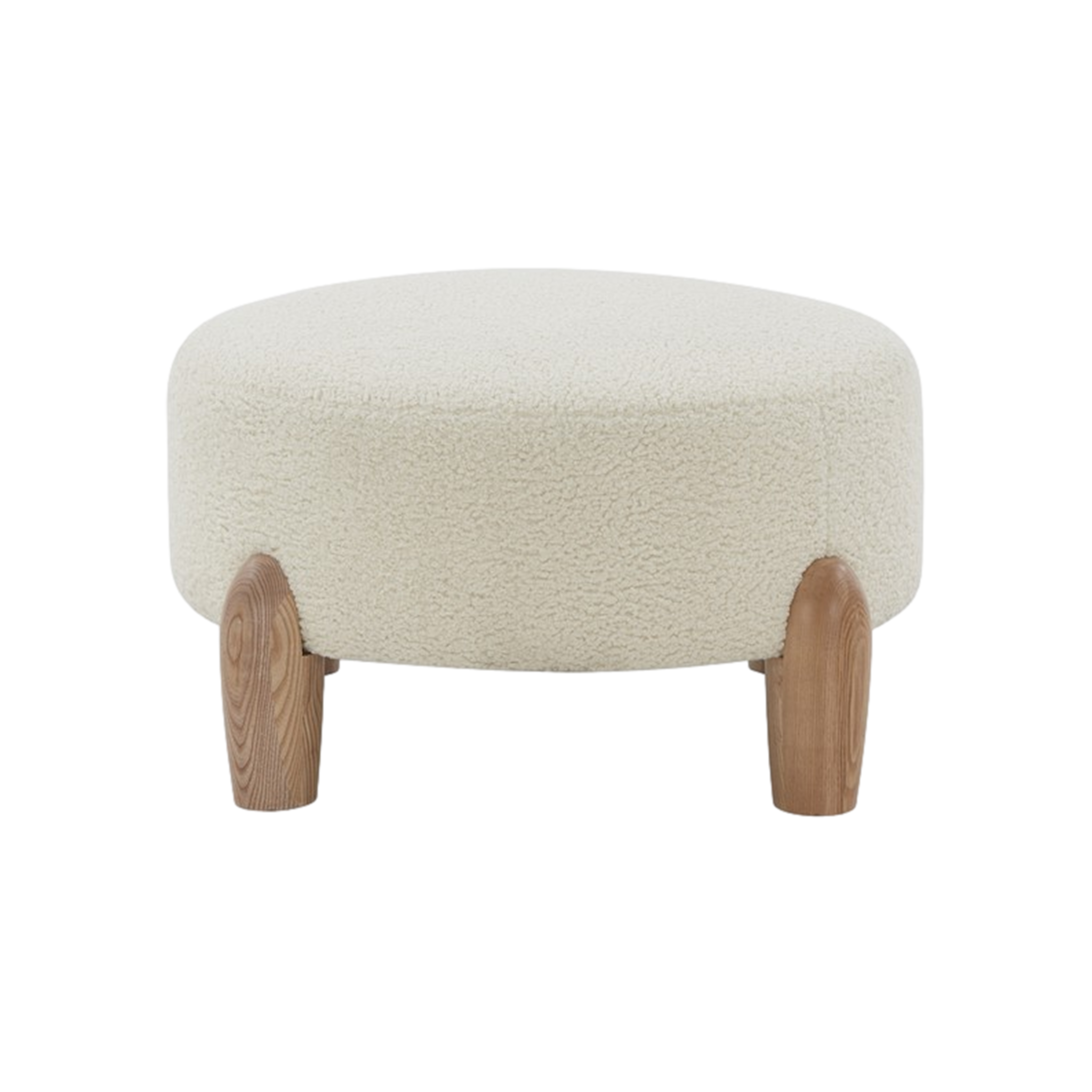 Perez Scandinavian Round Ottoman in Ivory/Natural