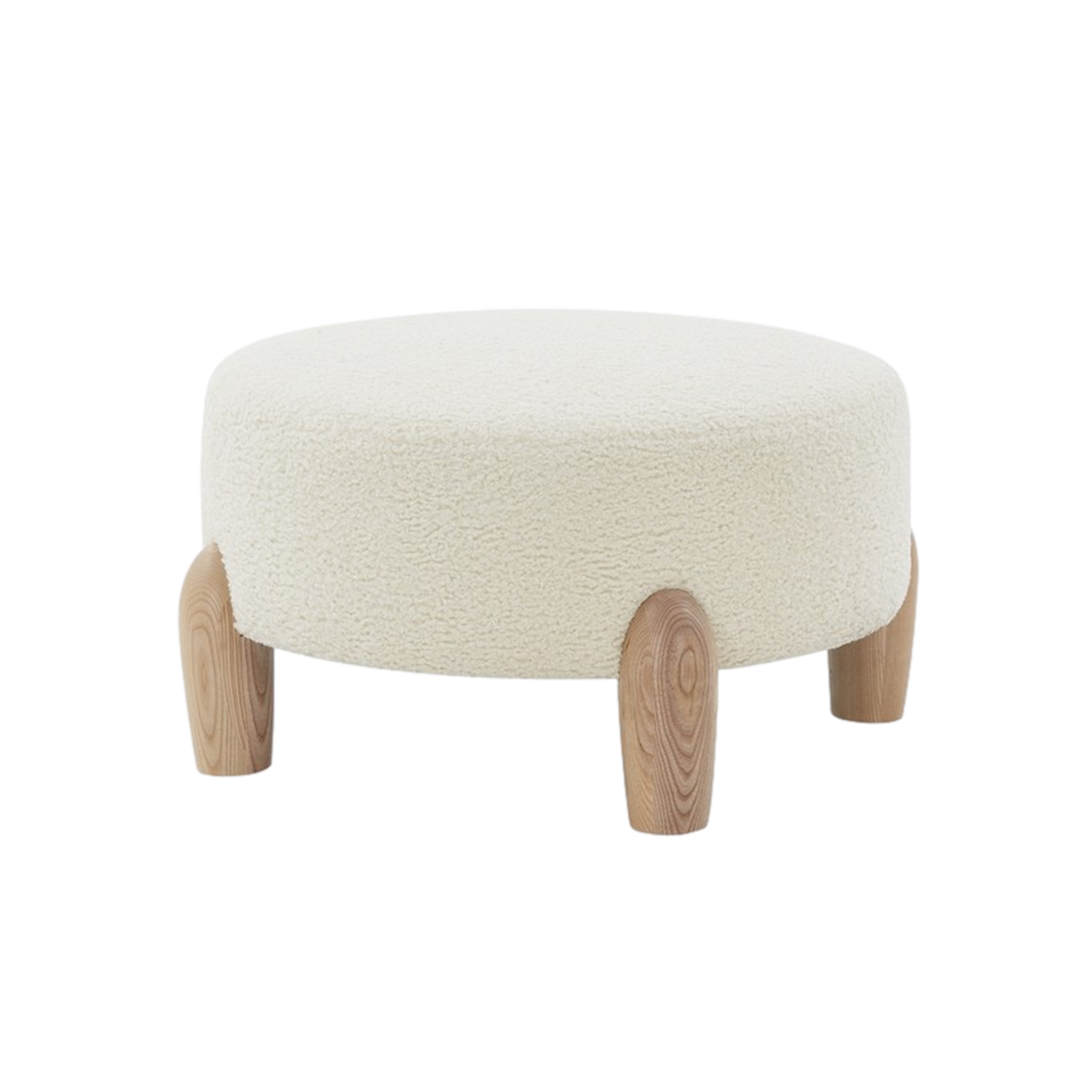 Perez Scandinavian Round Ottoman in Ivory/Natural