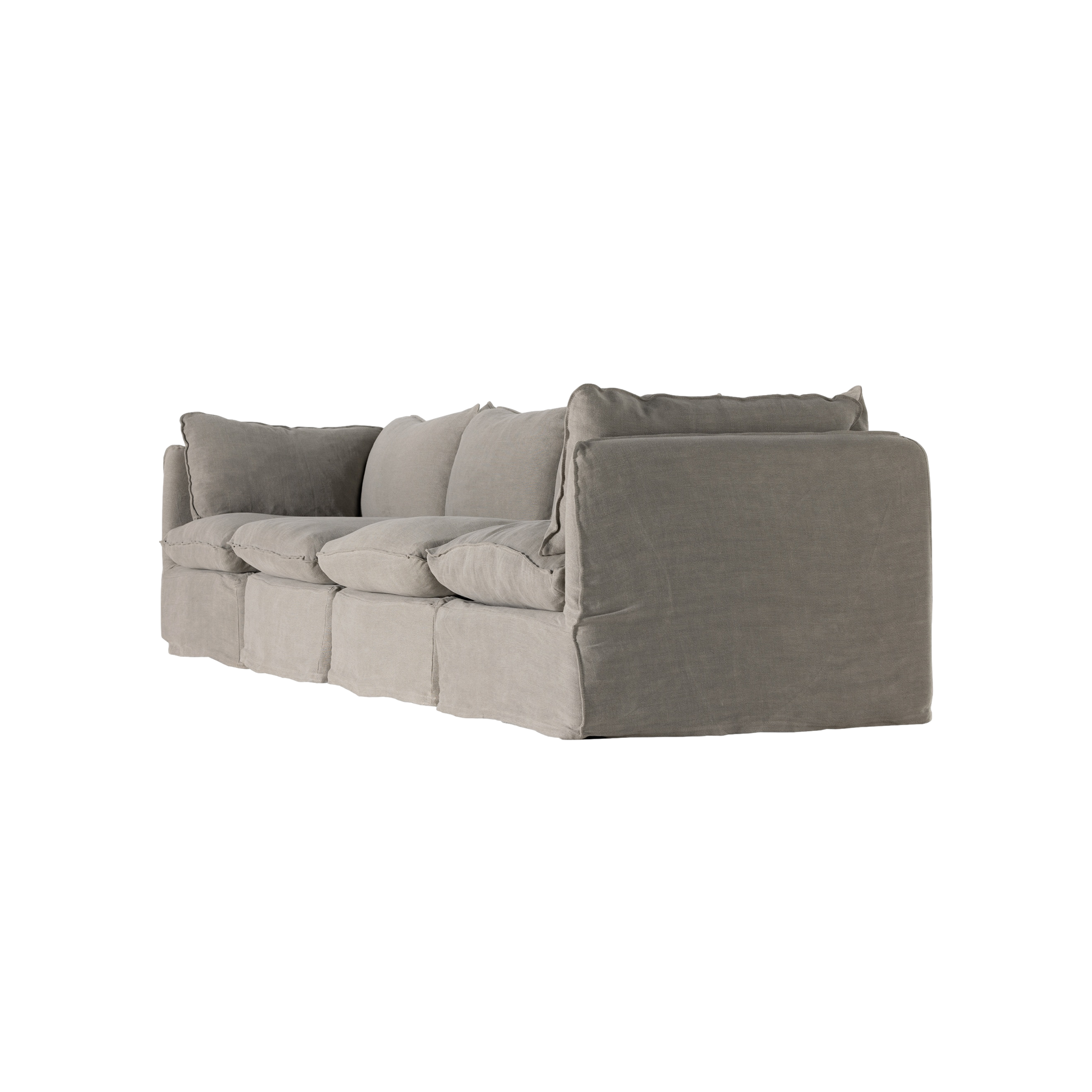 Andre Slipcover 4-Piece Sofa Sectional in Stone