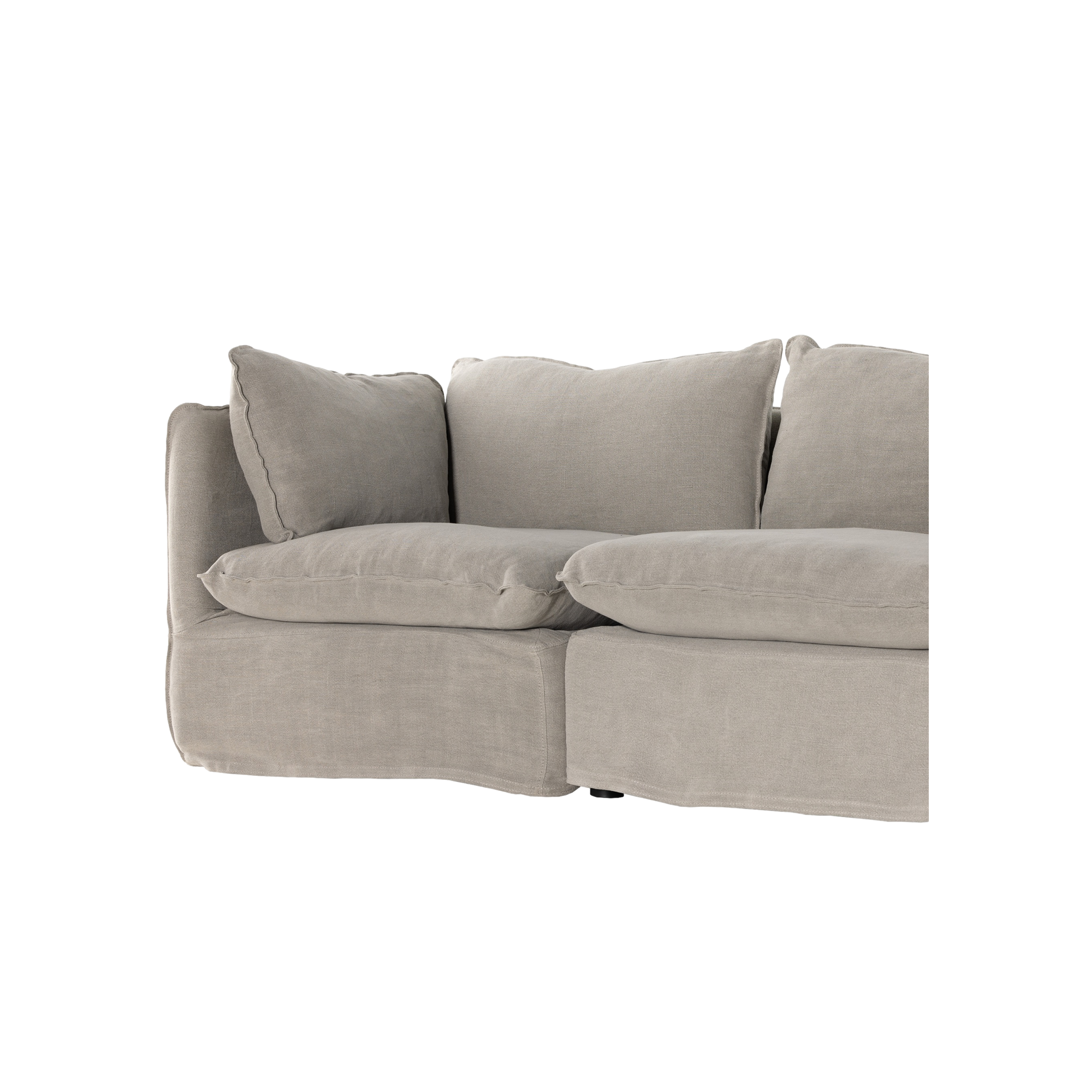 Andre Slipcover 4-Piece Sofa Sectional in Stone