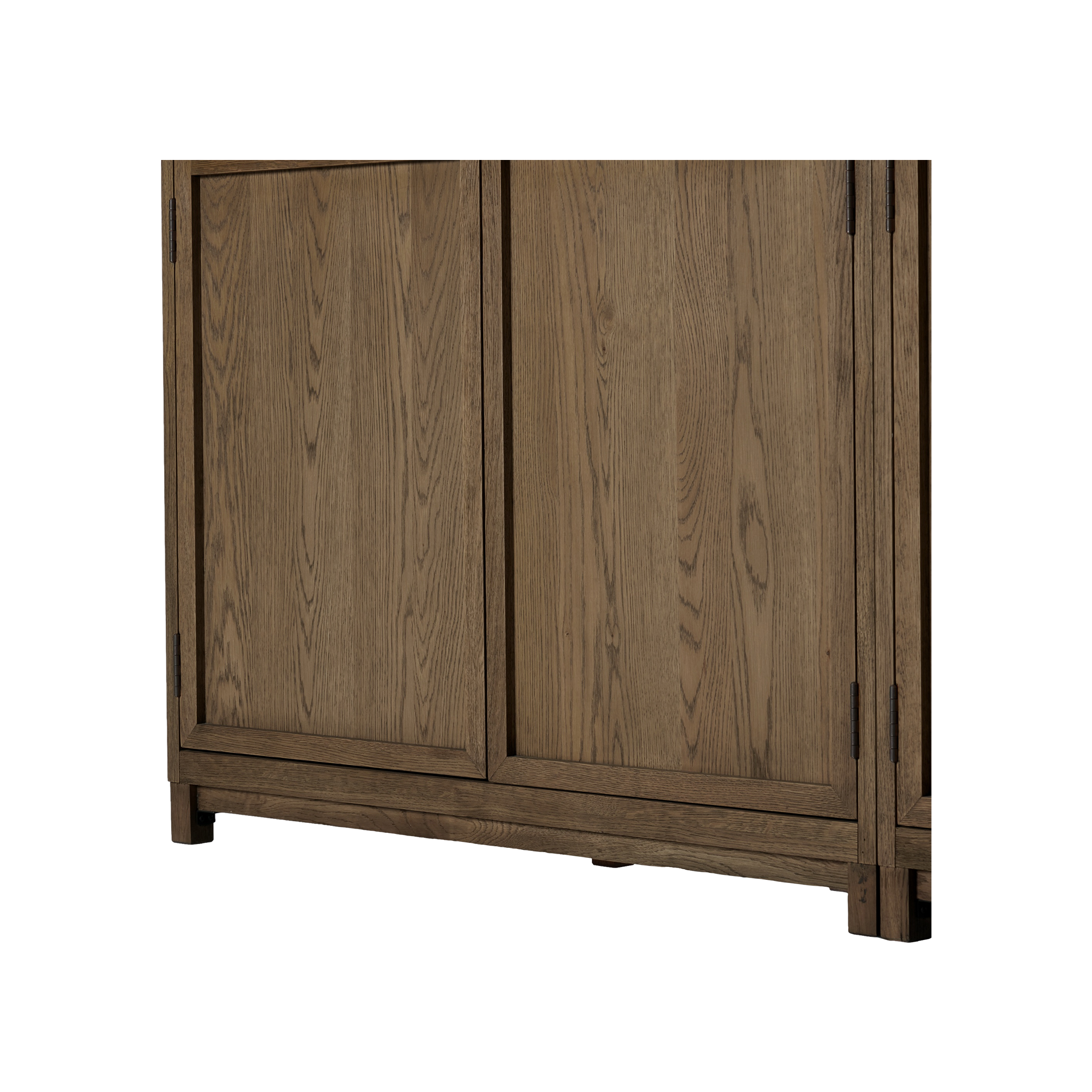 Millie Panel &amp; Glass Door Cabinet in Drifted Oak