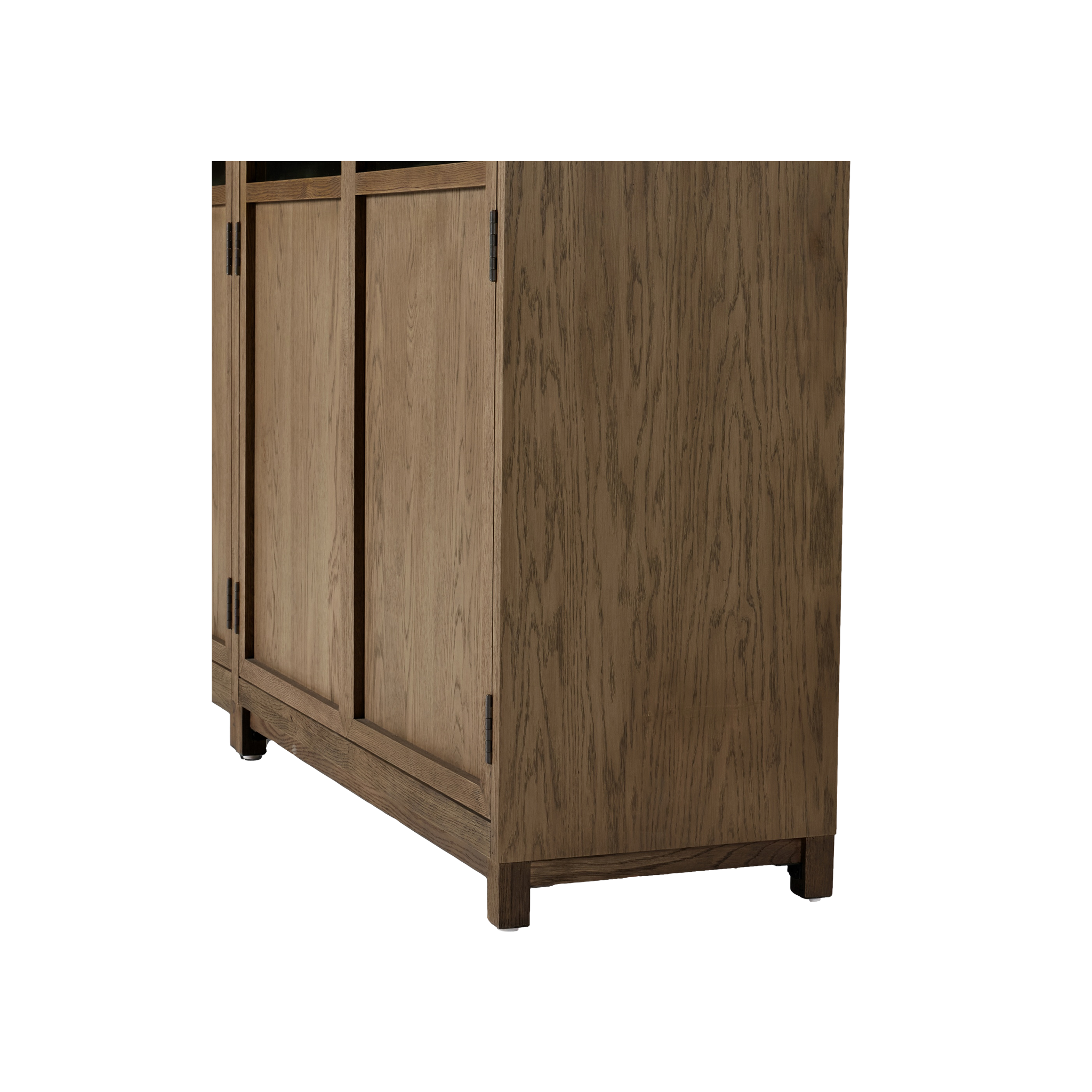 Millie Panel &amp; Glass Door Cabinet in Drifted Oak