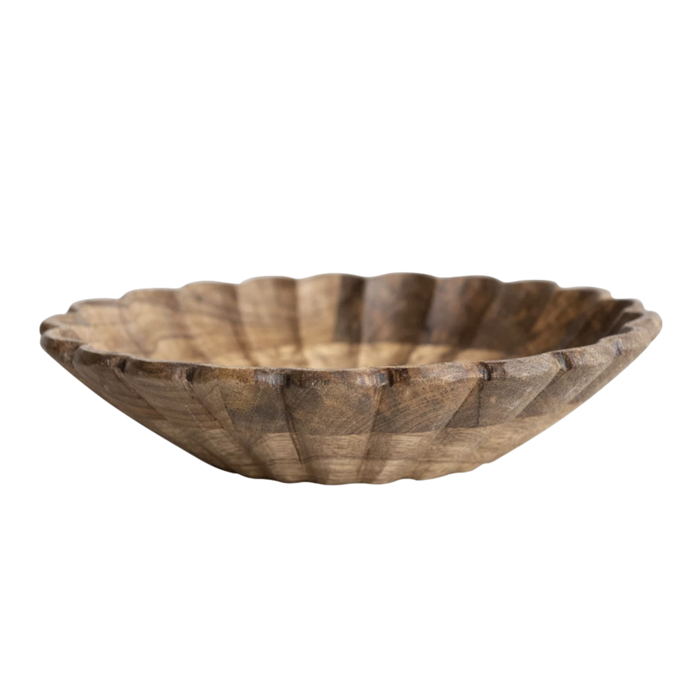 Mango Wood Scalloped Bowl