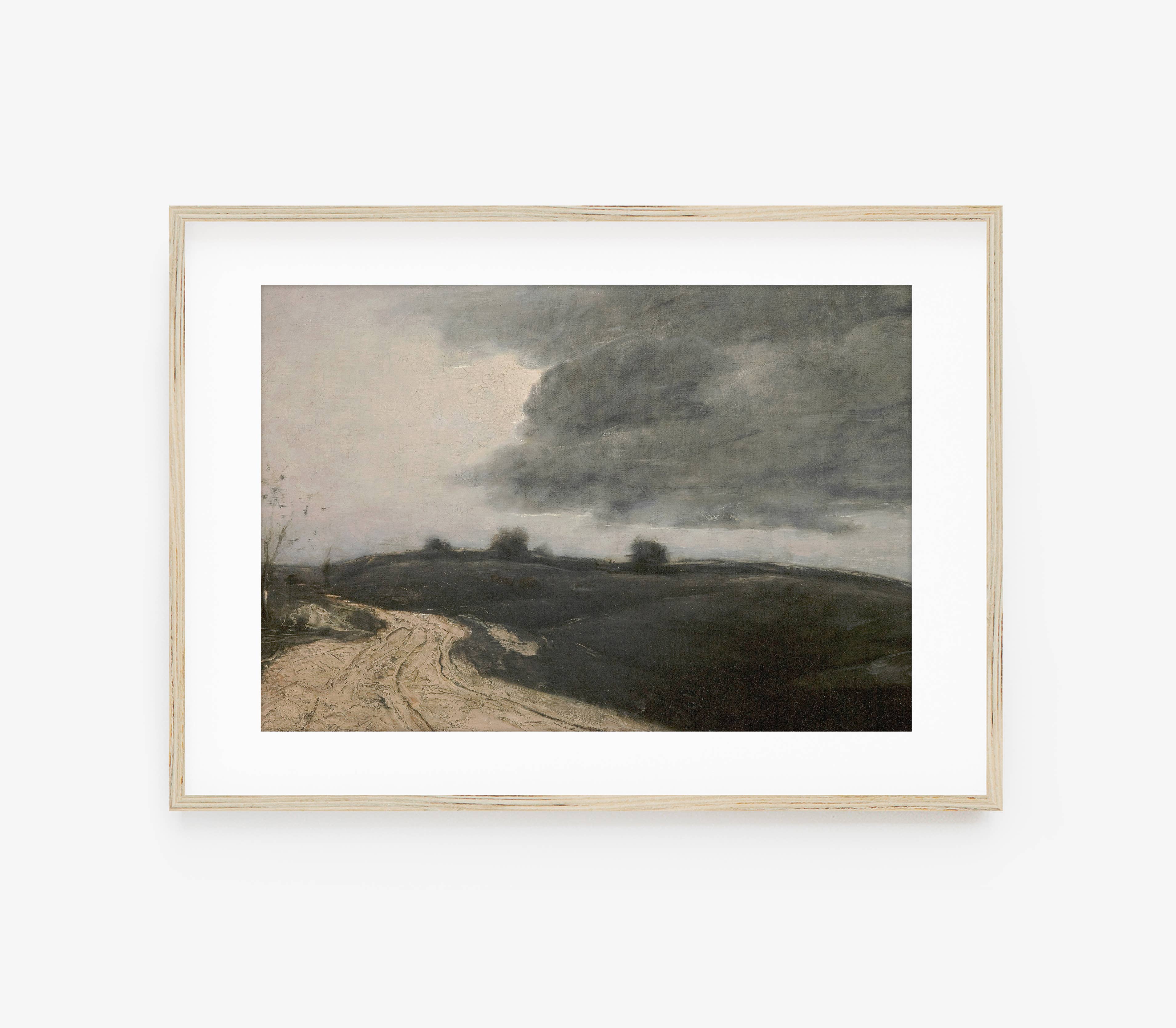 Moody Muted Landscape Art | Vintage Overcast Art Print L227: 16”x20”