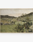 Vintage Landscape Oil Painting | Muted Green Art Print L121: 16”x20”