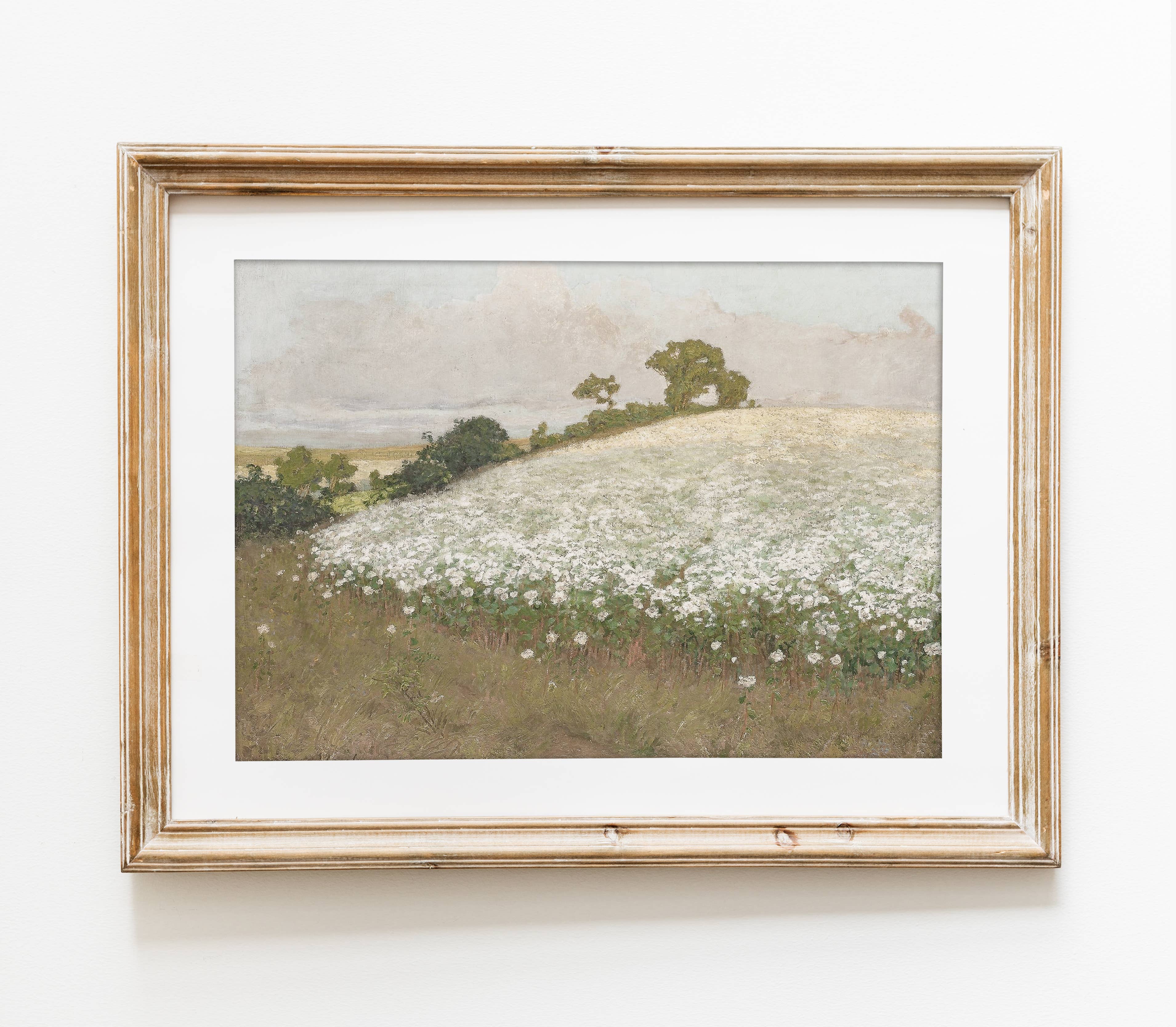 Vintage Floral Field Painting | Landscape Art Print L215: 8&quot;x10&quot;