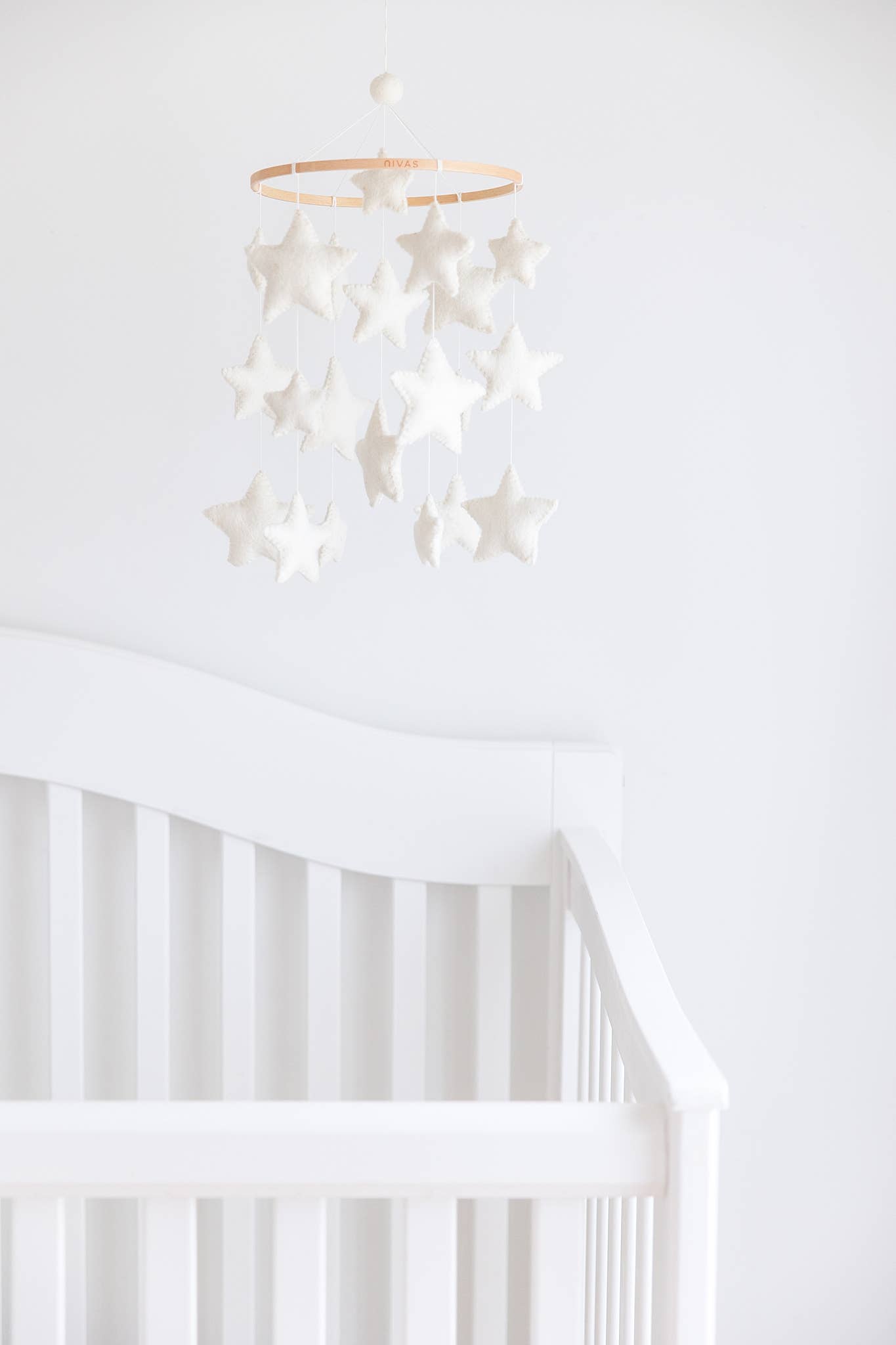 White Star Baby Crib Mobile (100% Handmade Wool Felt)